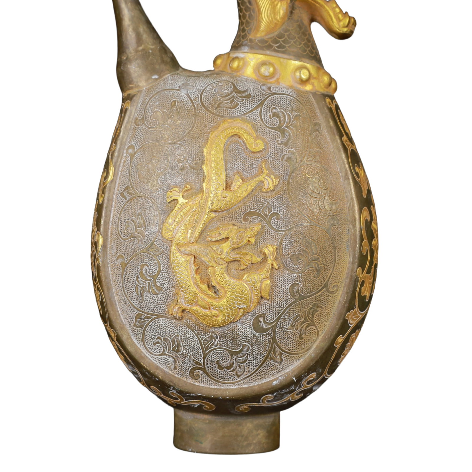 An Exquisite Gilt Silver Dragon Pattern Ewer - 3
