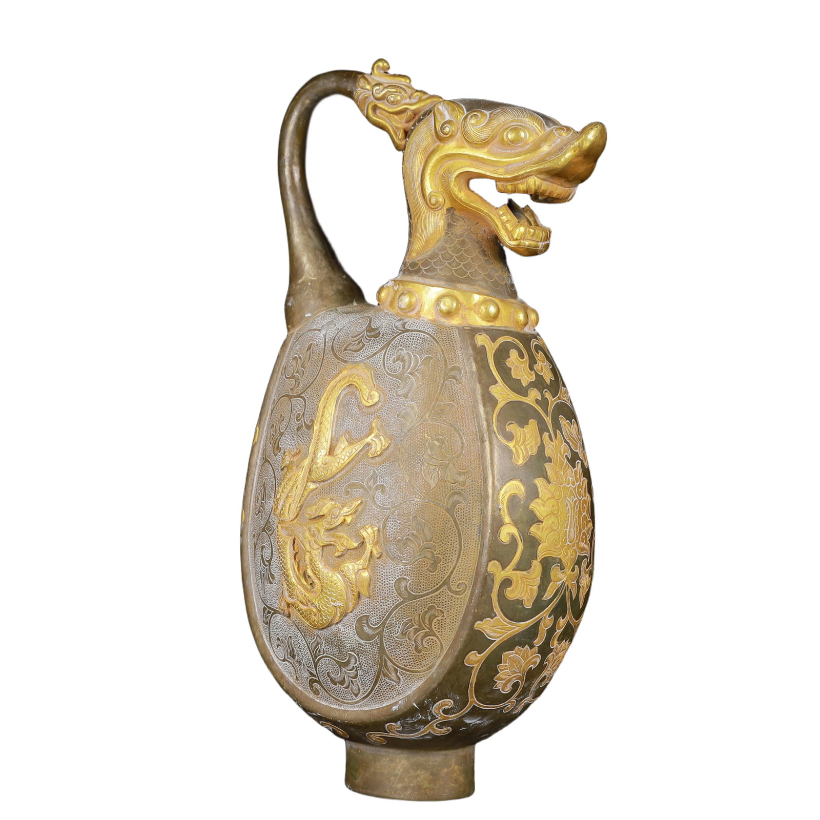 An Exquisite Gilt Silver Dragon Pattern Ewer - 4