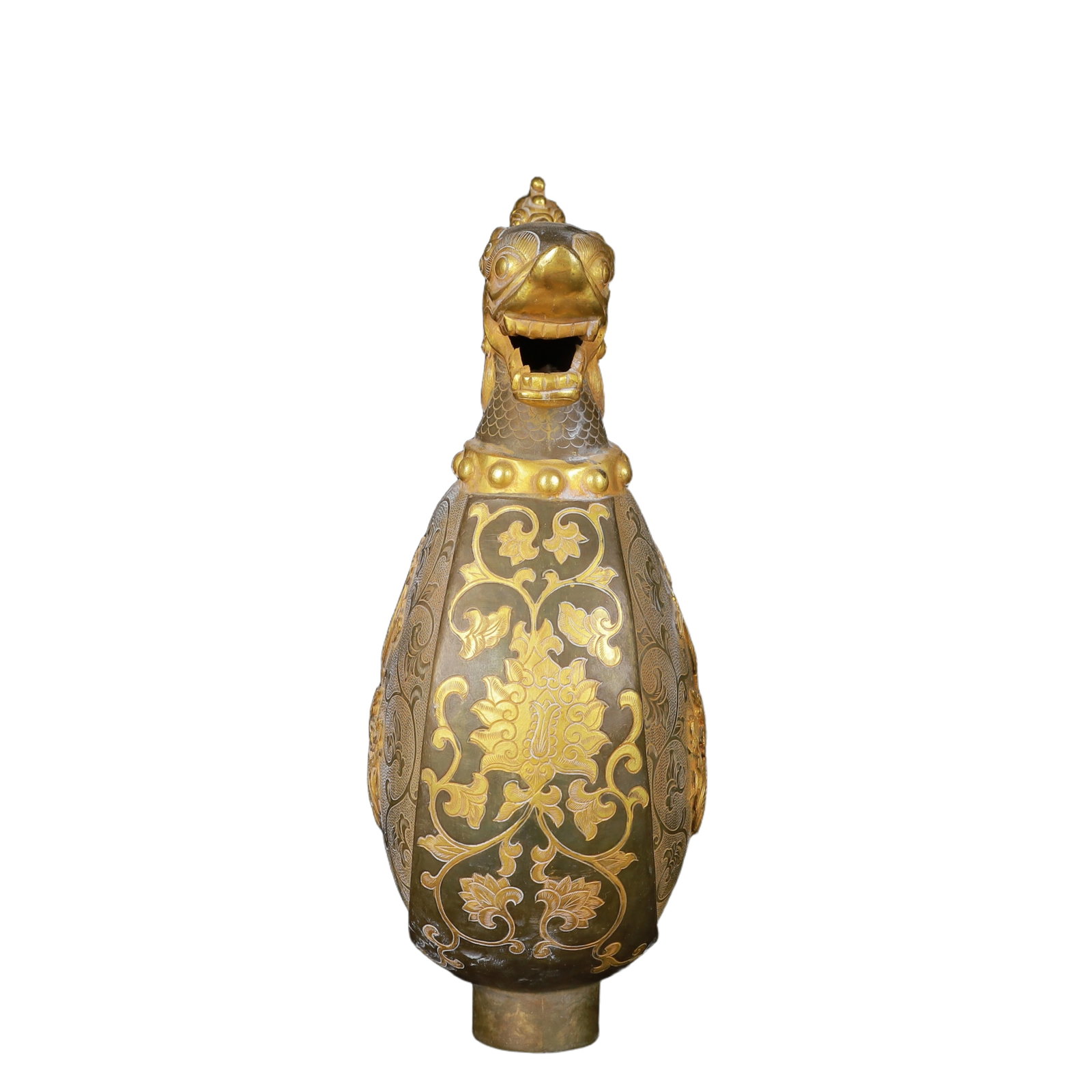 An Exquisite Gilt Silver Dragon Pattern Ewer - 5