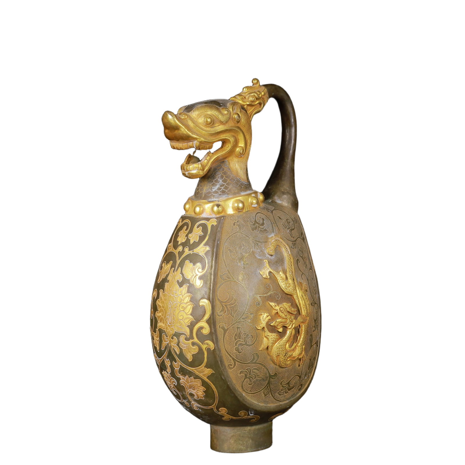 An Exquisite Gilt Silver Dragon Pattern Ewer - 6