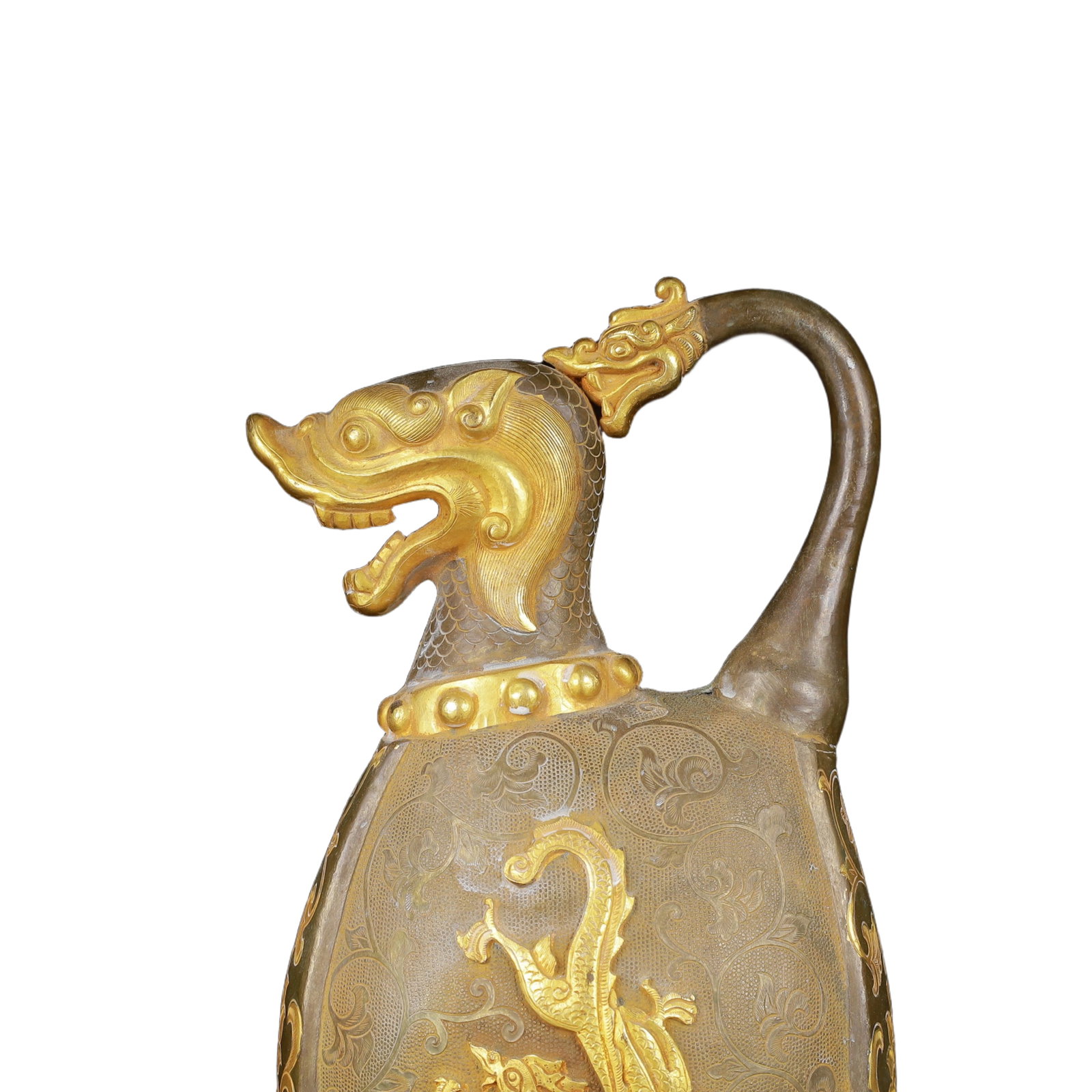 An Exquisite Gilt Silver Dragon Pattern Ewer - 8