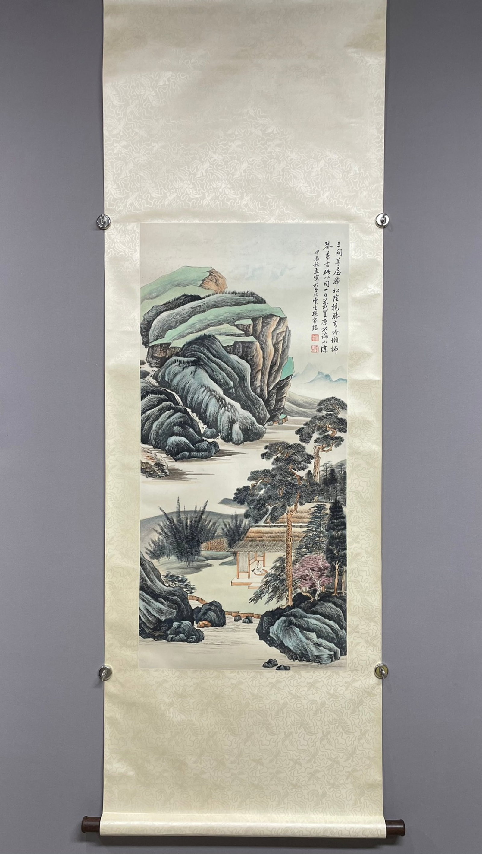 A Chinese Vertical Scroll Ink Painting of Landscape on Paper: A Chinese Vertical Scroll Ink Painting of Landscape on Paper,Sun Yunsheng,Size:39.4inx18.1in 一幅中国水墨山水画立轴,孙云&#