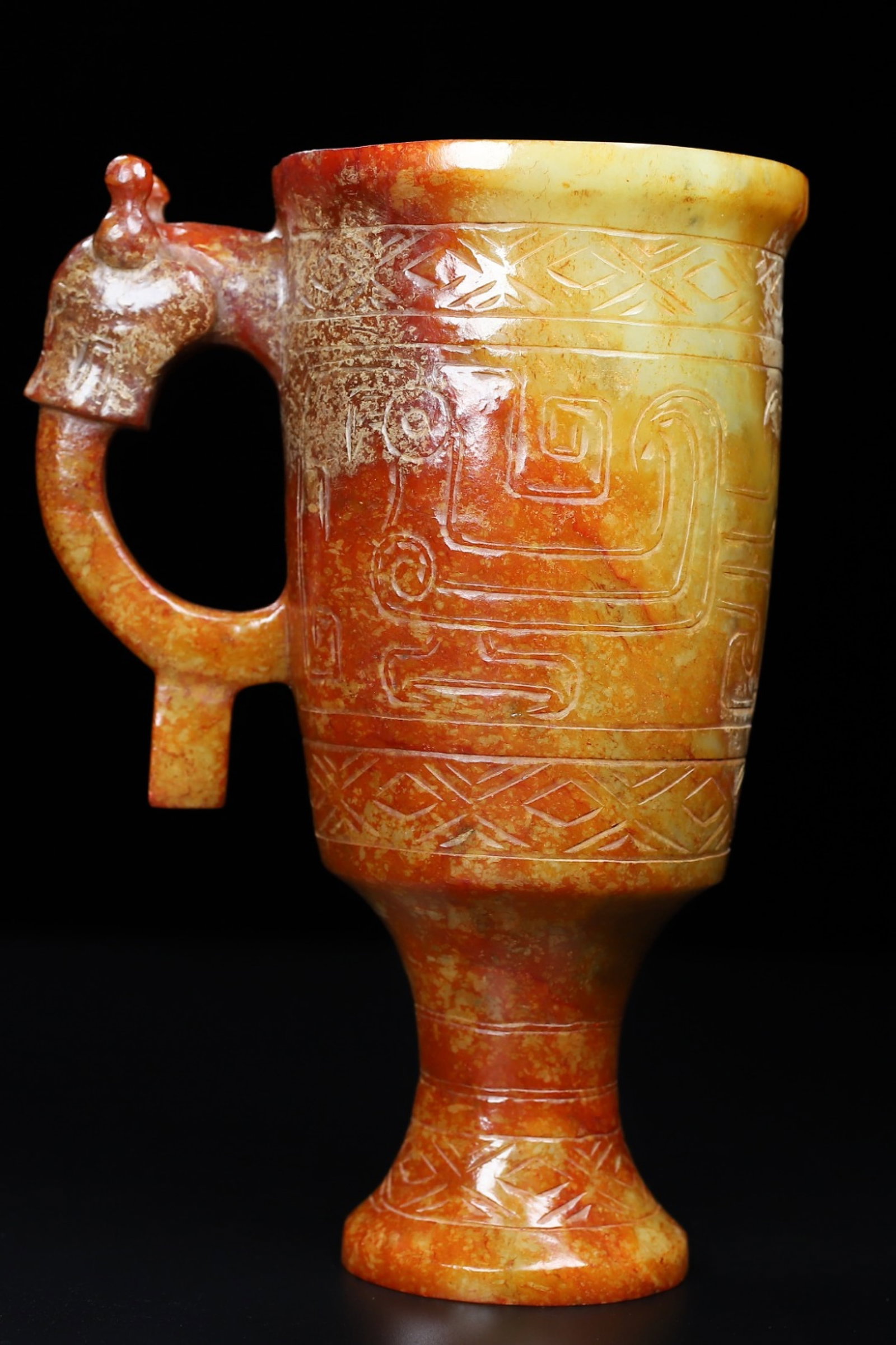 An Exquisite Archaic Jade Chi-Dragon Pattern Cup (1 of 10)