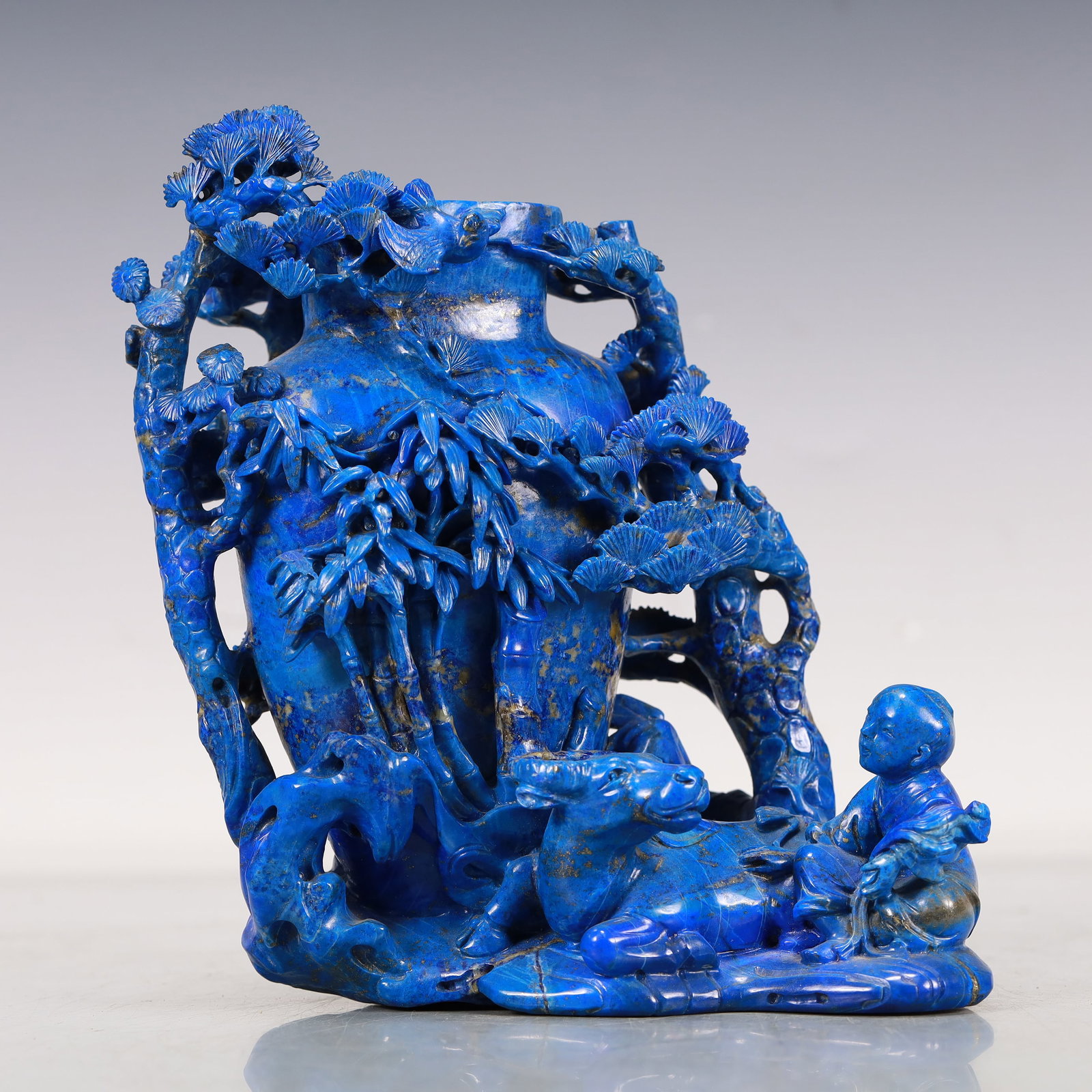 A Magnificent Lapis Lazuli 'Herd Boy And Buffalo' Vase (1 of 9)