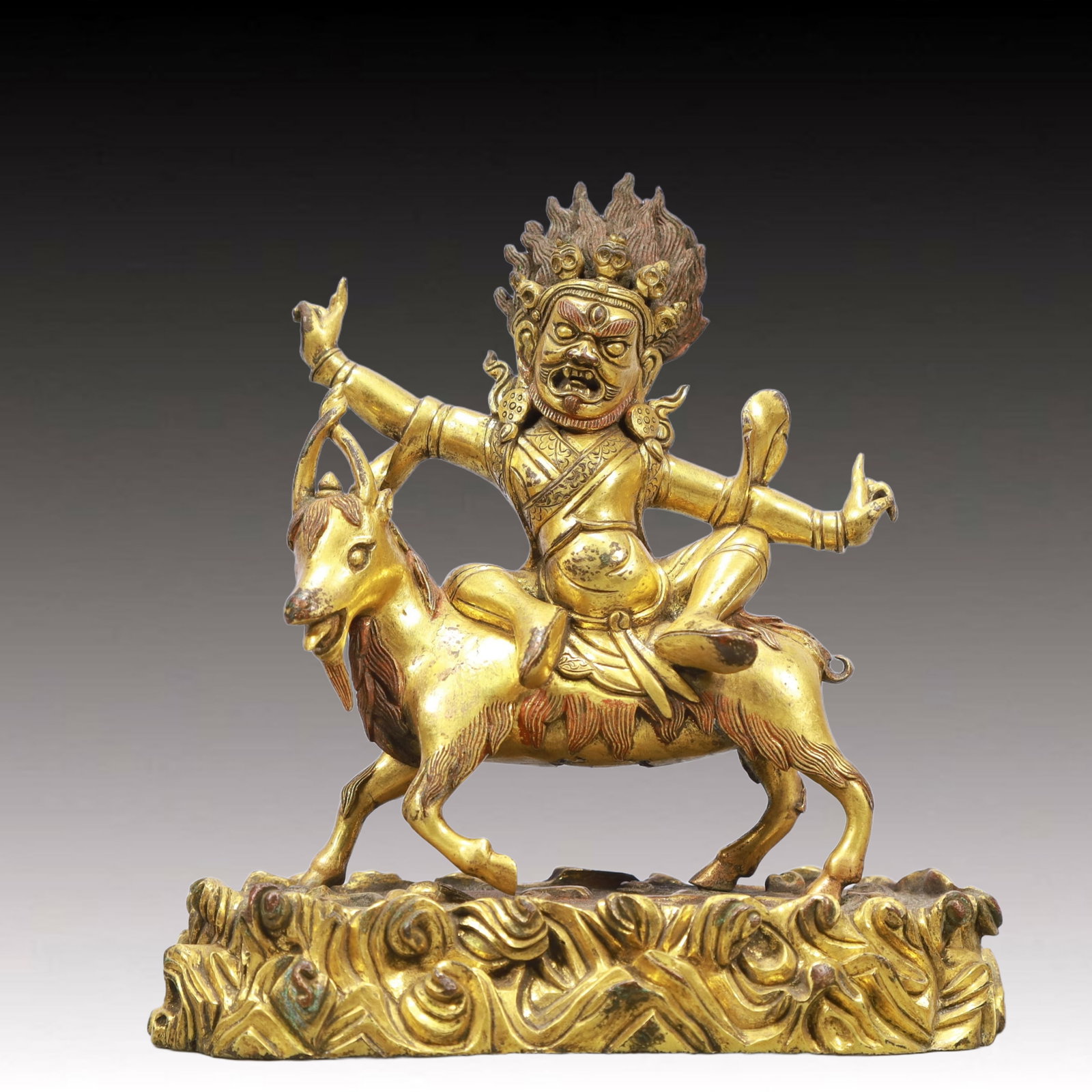 A Solemn Gilt Bronze Statue of Mammon: A Solemn Gilt Bronze Statue of Mammon,Ming Dynasty, China,Size:6.3inx2.8inx6.3in Weight:1500g 铜鎏金财神像,中国明代