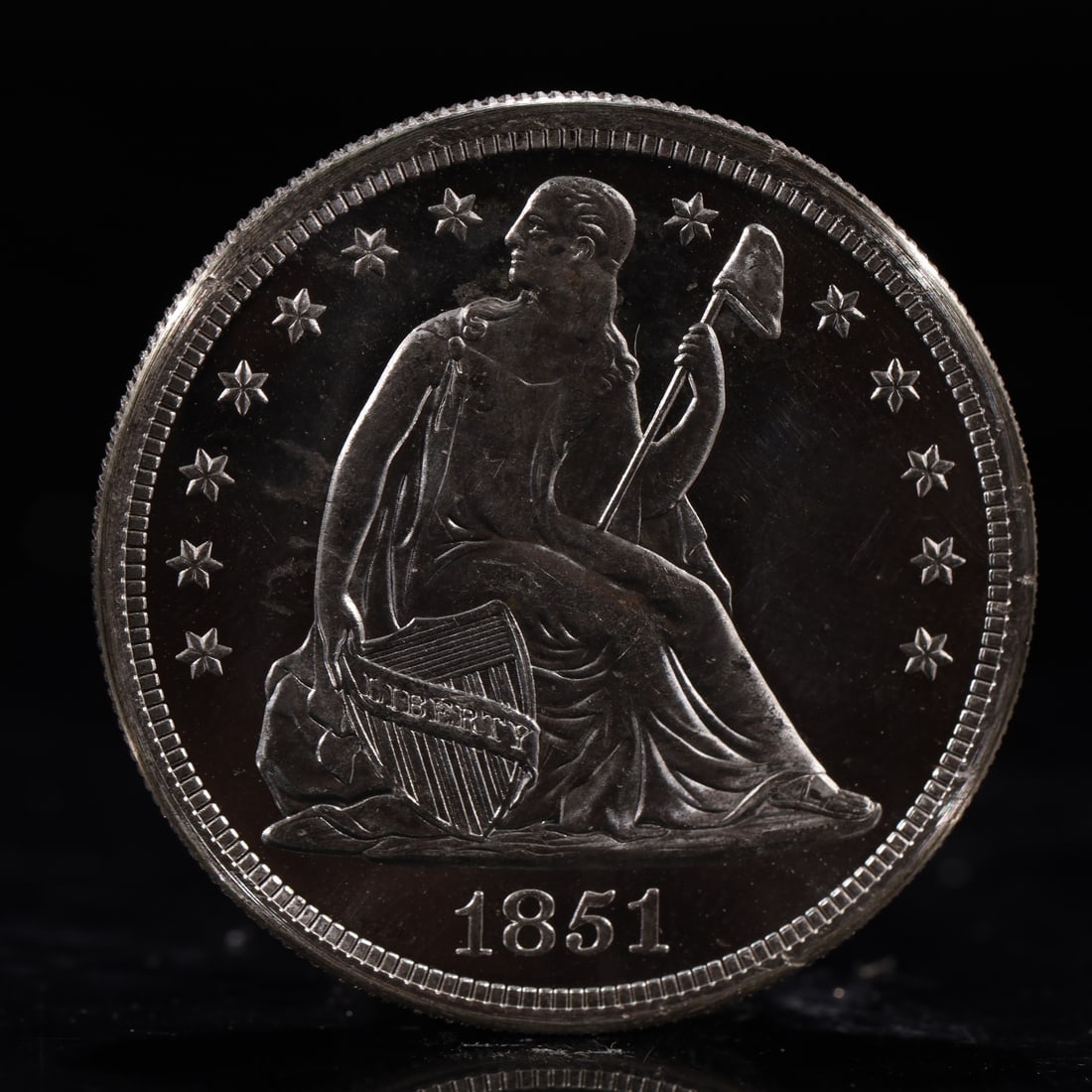 USA One Dollar 1851 Coin: American coin. IN GOD WE TRUST / LIBERTY / 1851 / UNITED STATES OF AMERICA / ONE DOL. Weight:26.9g.
