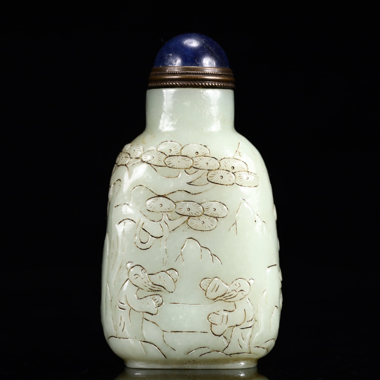 An Exquisite White Jade Figure Pattern Snuff Bottle - 4