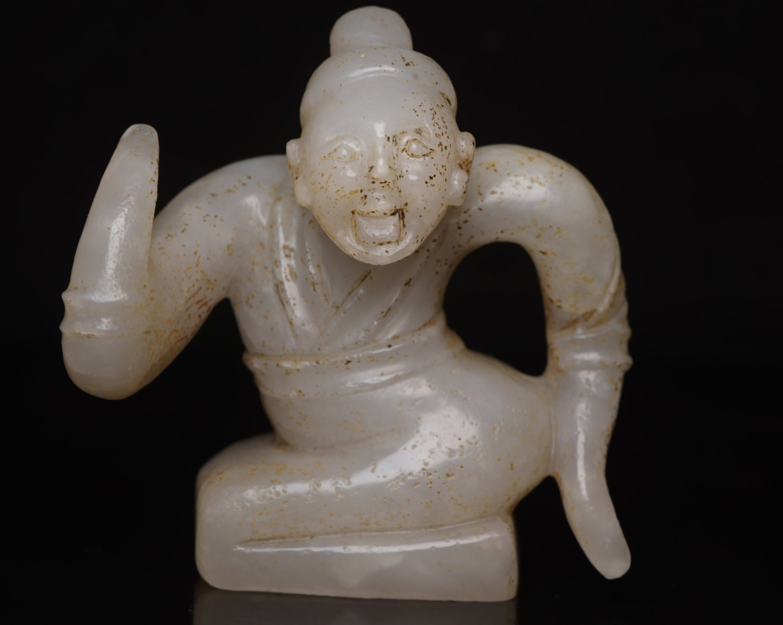 An Exquisite White Jade Figure Ornament: An Exquisite White Jade Figure Ornament,Qing Dynasty,China,Size:3.2inx3.2inx1.2in,Weight:223g 白玉人物摆件,中国清代
