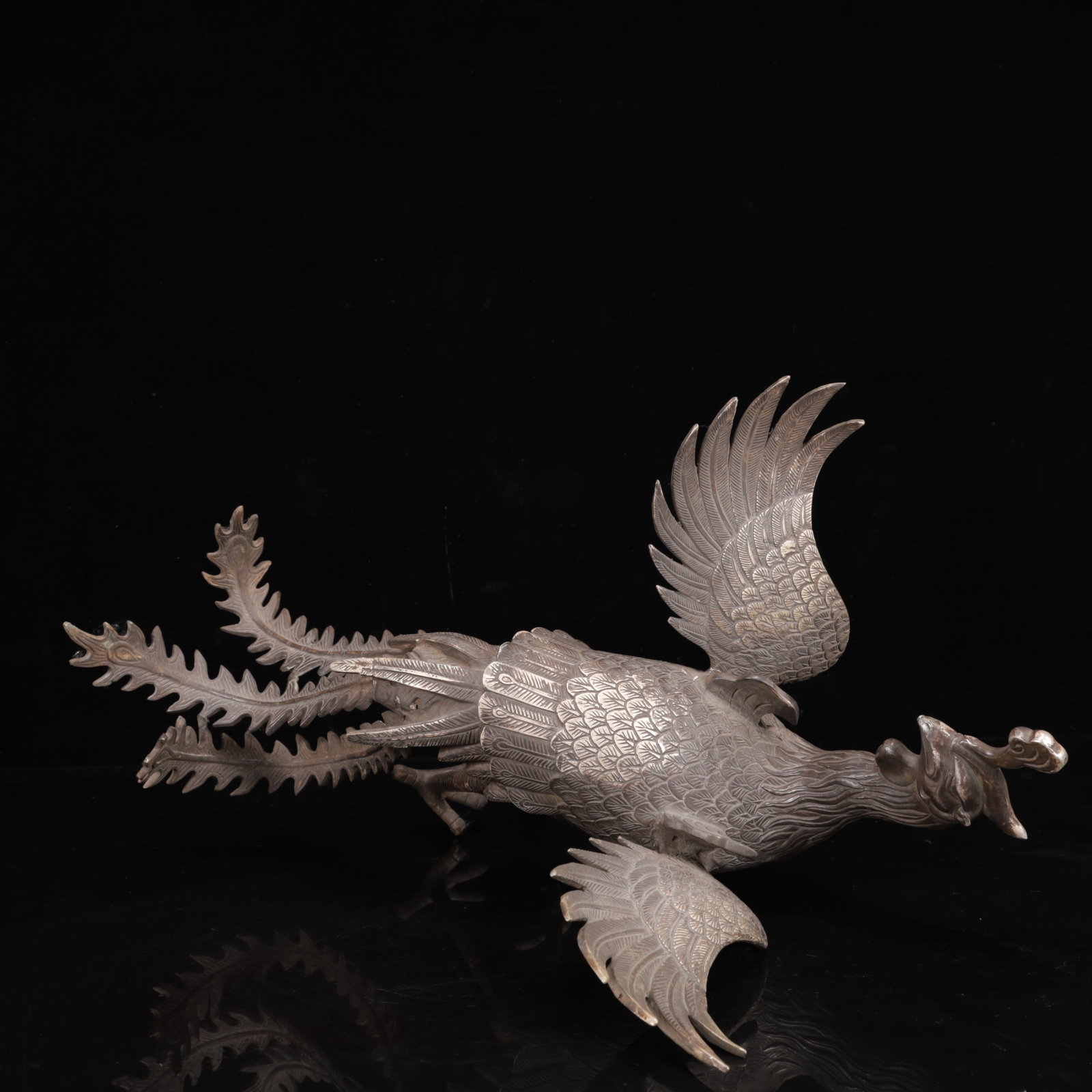 An Exquisite Silver-Plated Bronze Phoenix Ornament - 13