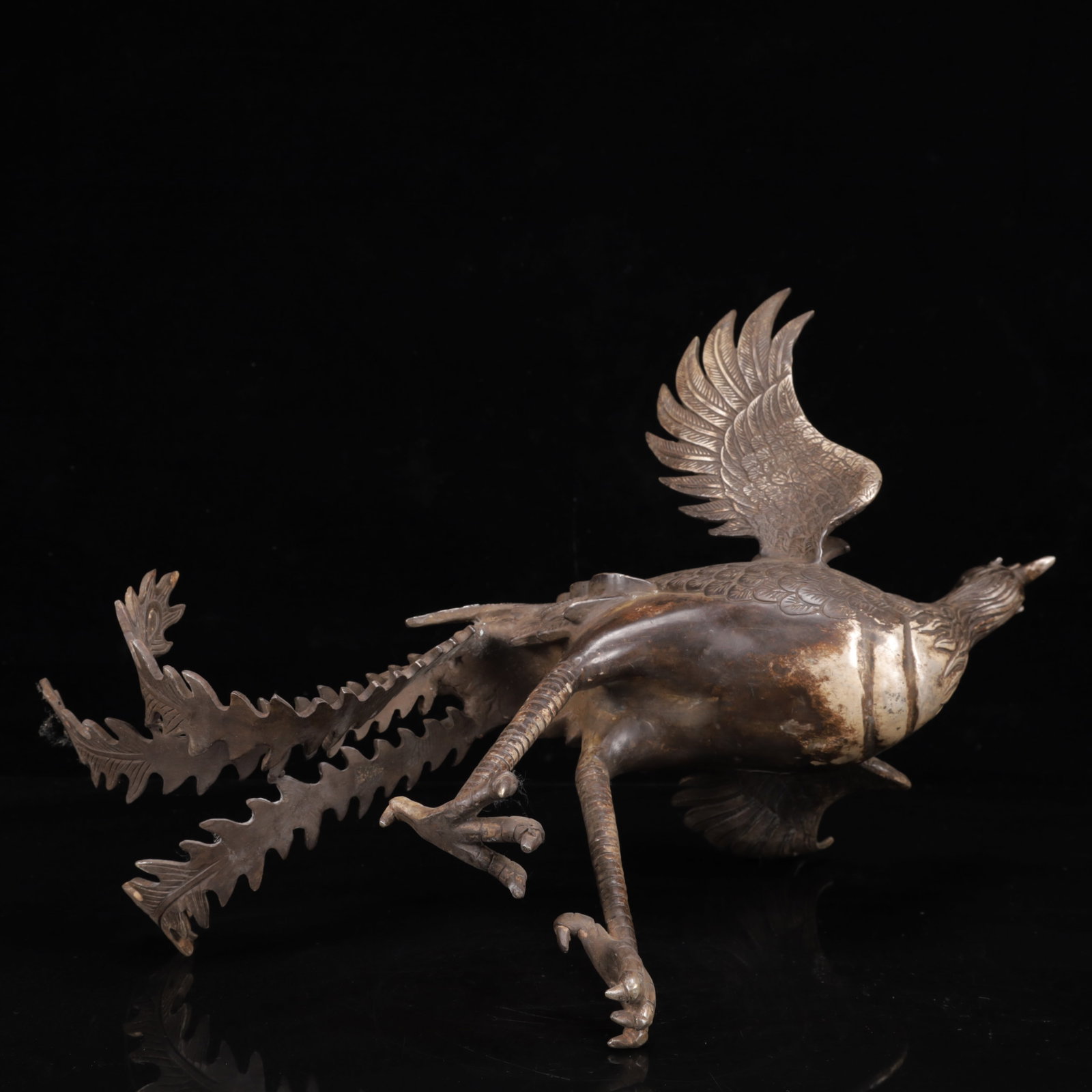 An Exquisite Silver-Plated Bronze Phoenix Ornament - 14