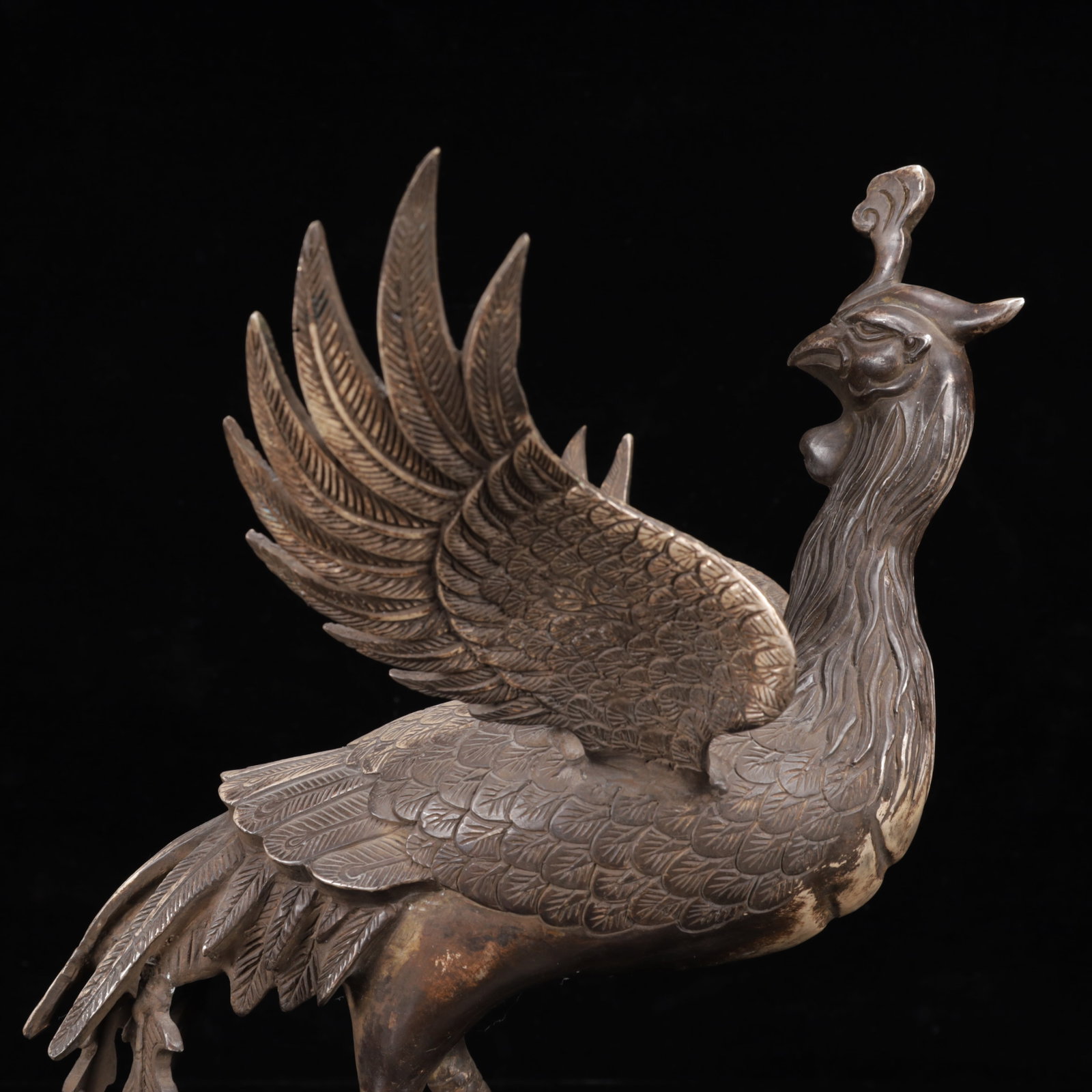 An Exquisite Silver-Plated Bronze Phoenix Ornament - 2