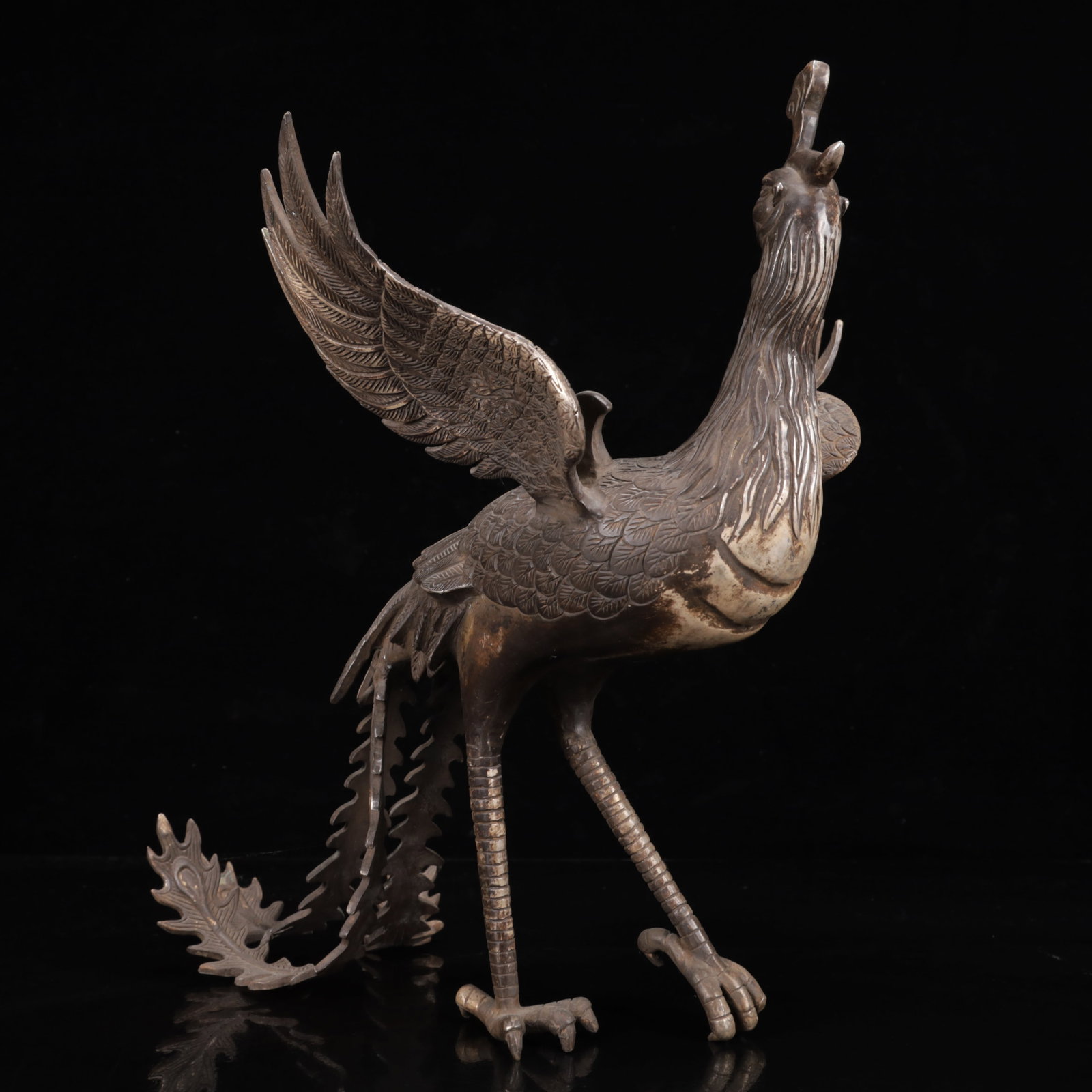 An Exquisite Silver-Plated Bronze Phoenix Ornament - 4