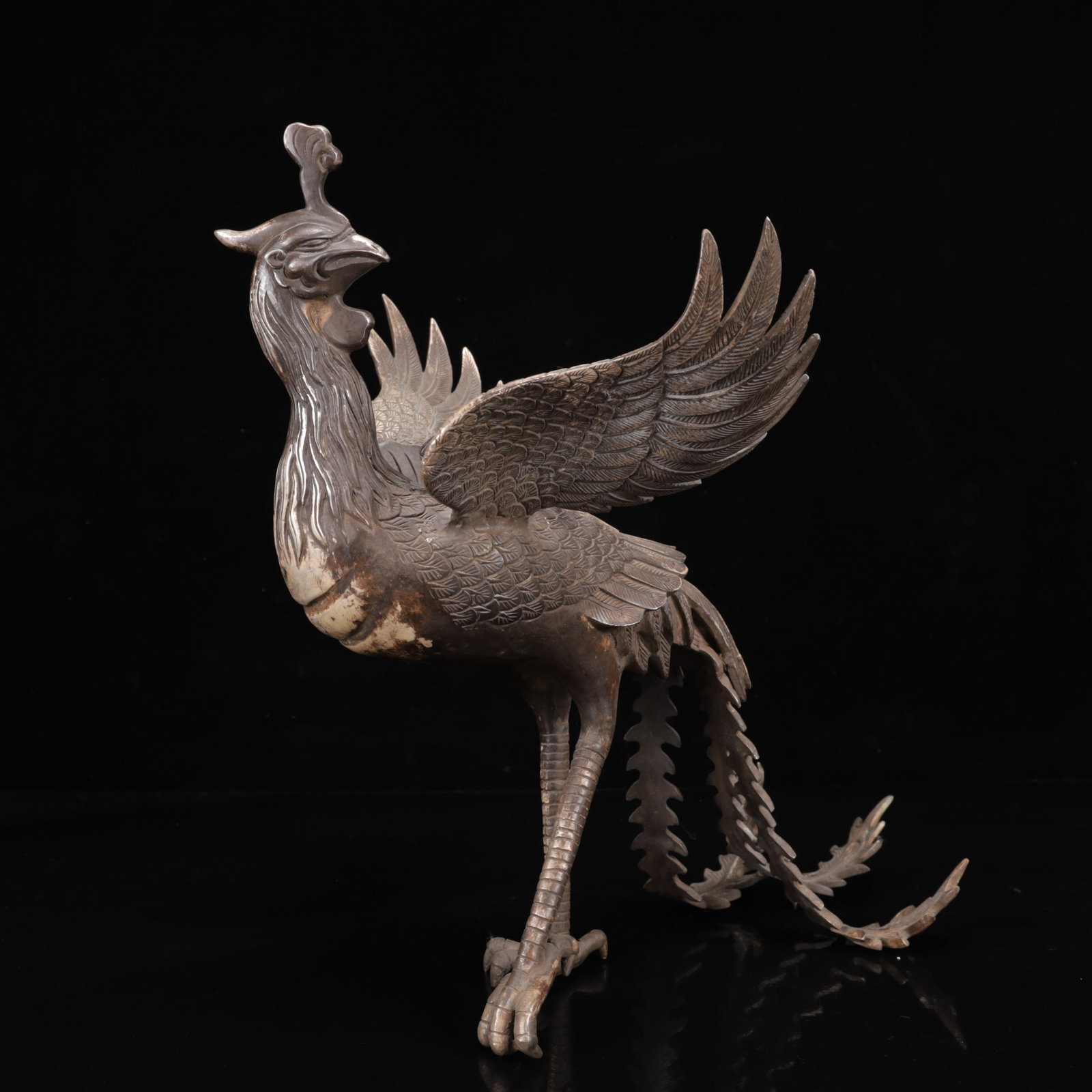 An Exquisite Silver-Plated Bronze Phoenix Ornament - 5