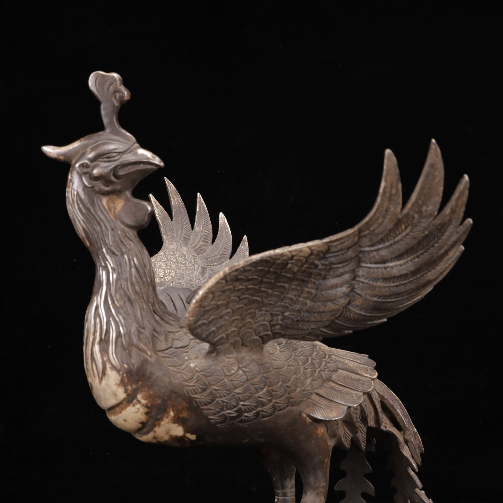 An Exquisite Silver-Plated Bronze Phoenix Ornament - 6