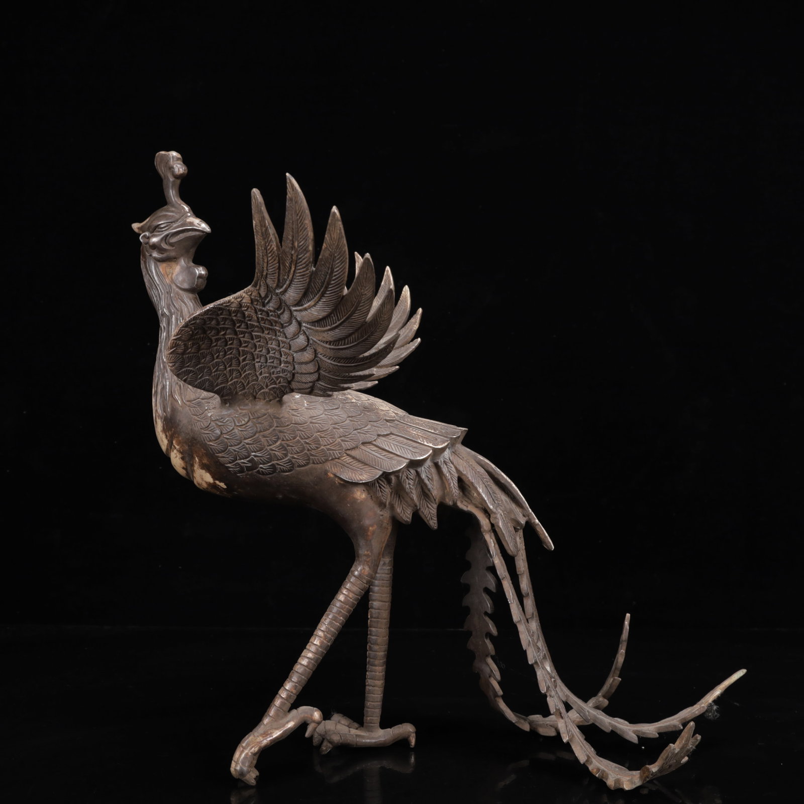 An Exquisite Silver-Plated Bronze Phoenix Ornament - 7