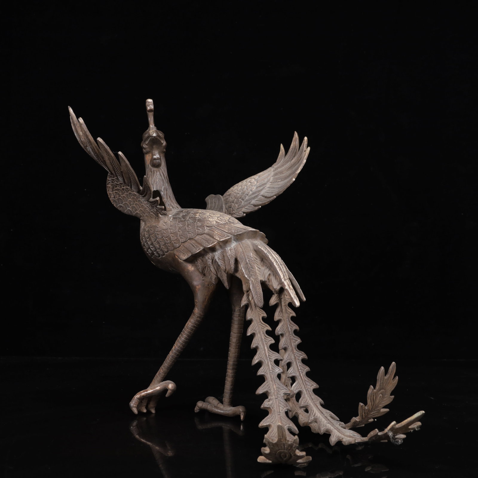 An Exquisite Silver-Plated Bronze Phoenix Ornament - 8