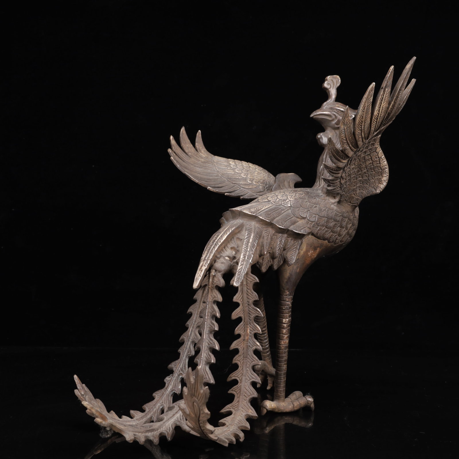 An Exquisite Silver-Plated Bronze Phoenix Ornament - 9