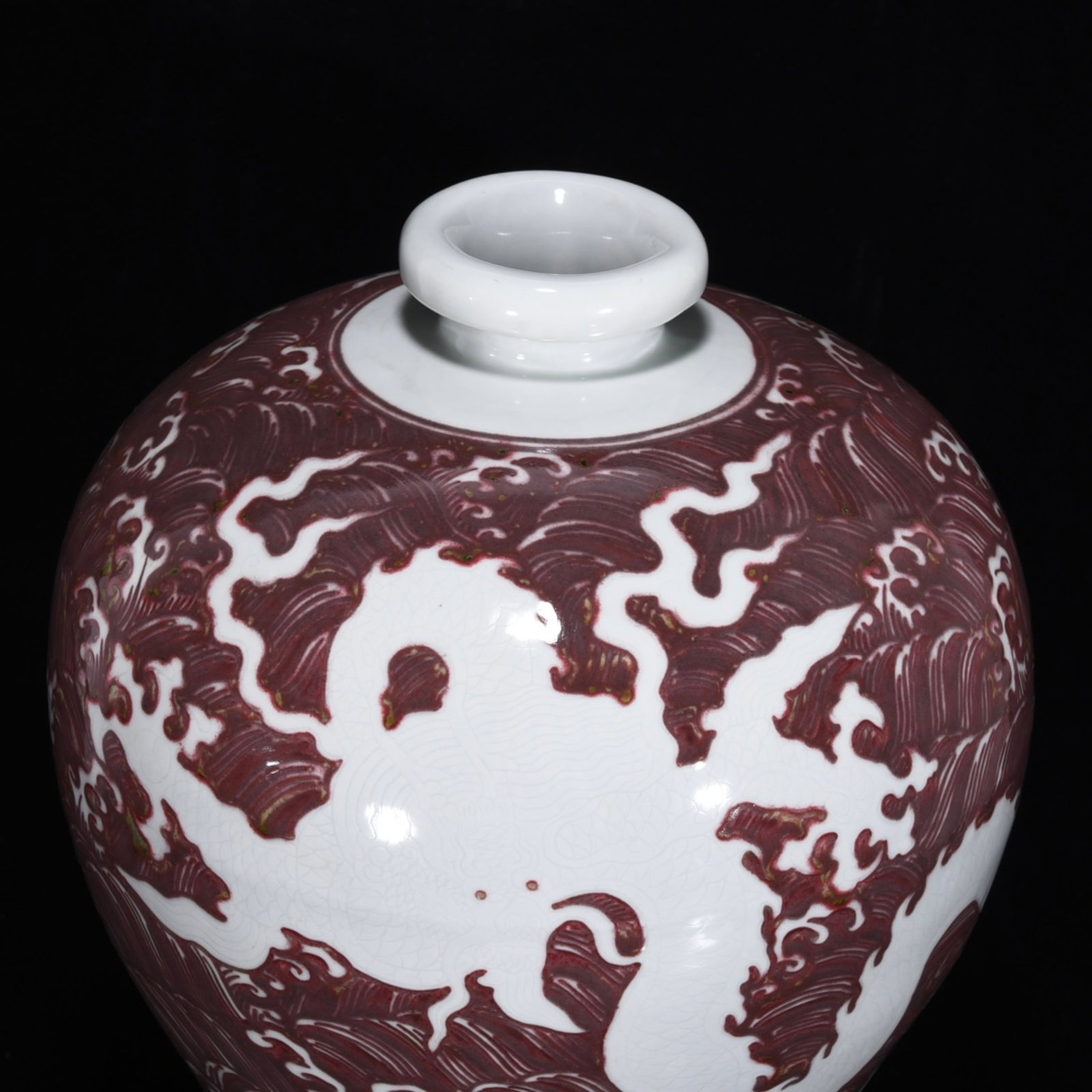 A Huge UnderGlazed-Red Dragon Pattern Vase - 4