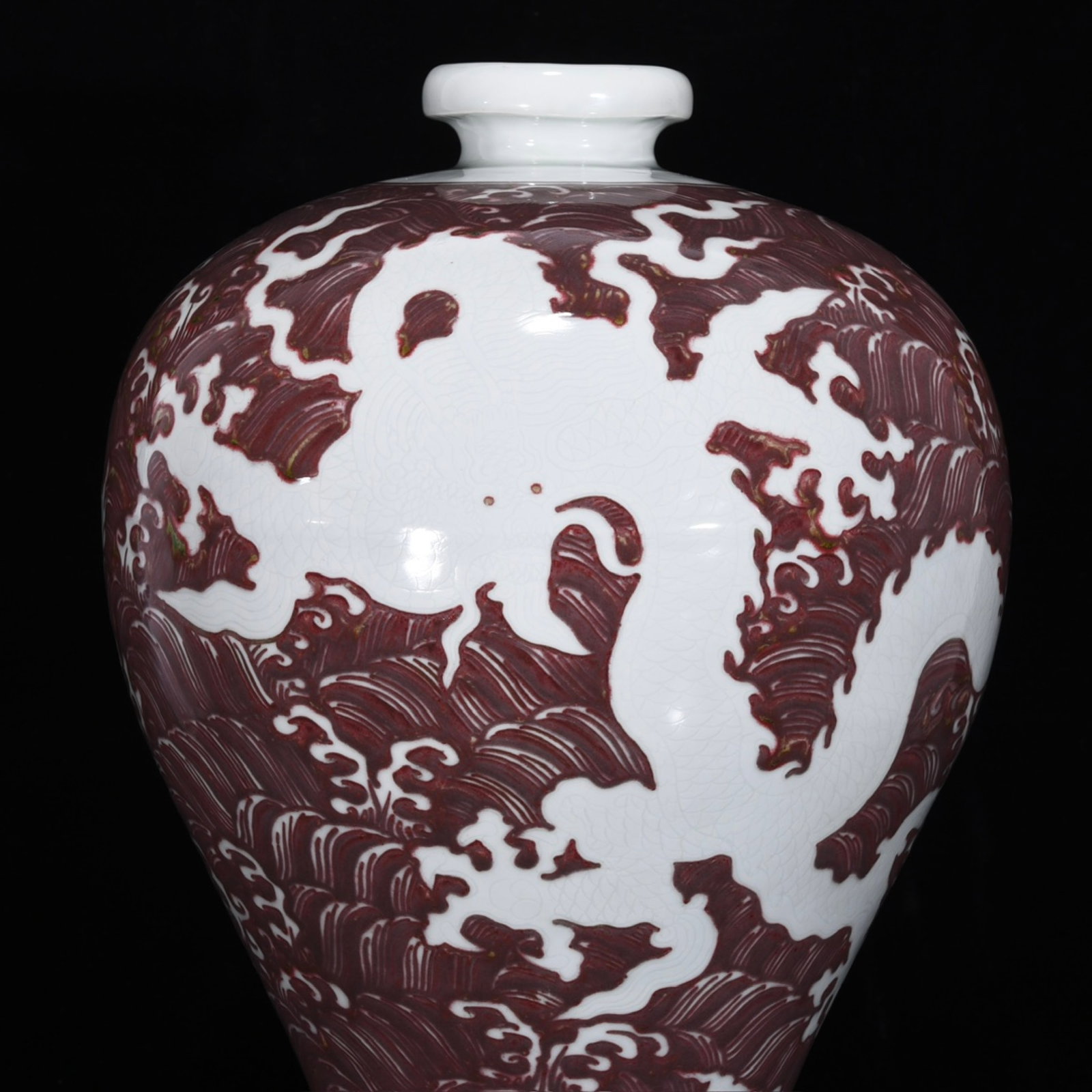 A Huge UnderGlazed-Red Dragon Pattern Vase - 5