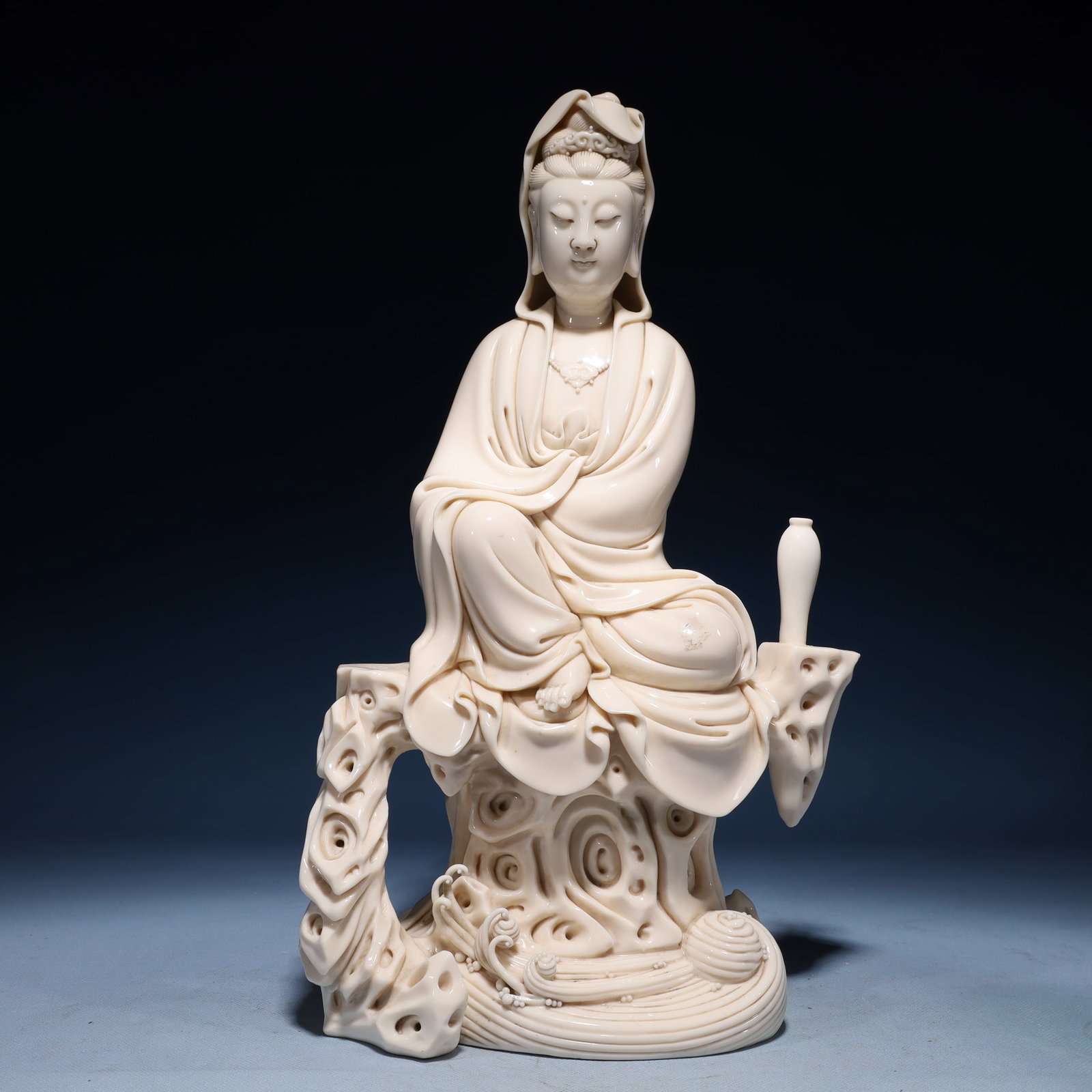 A Solemn Blance-De-Chine Statue of Avalokitesvara (1 of 9)