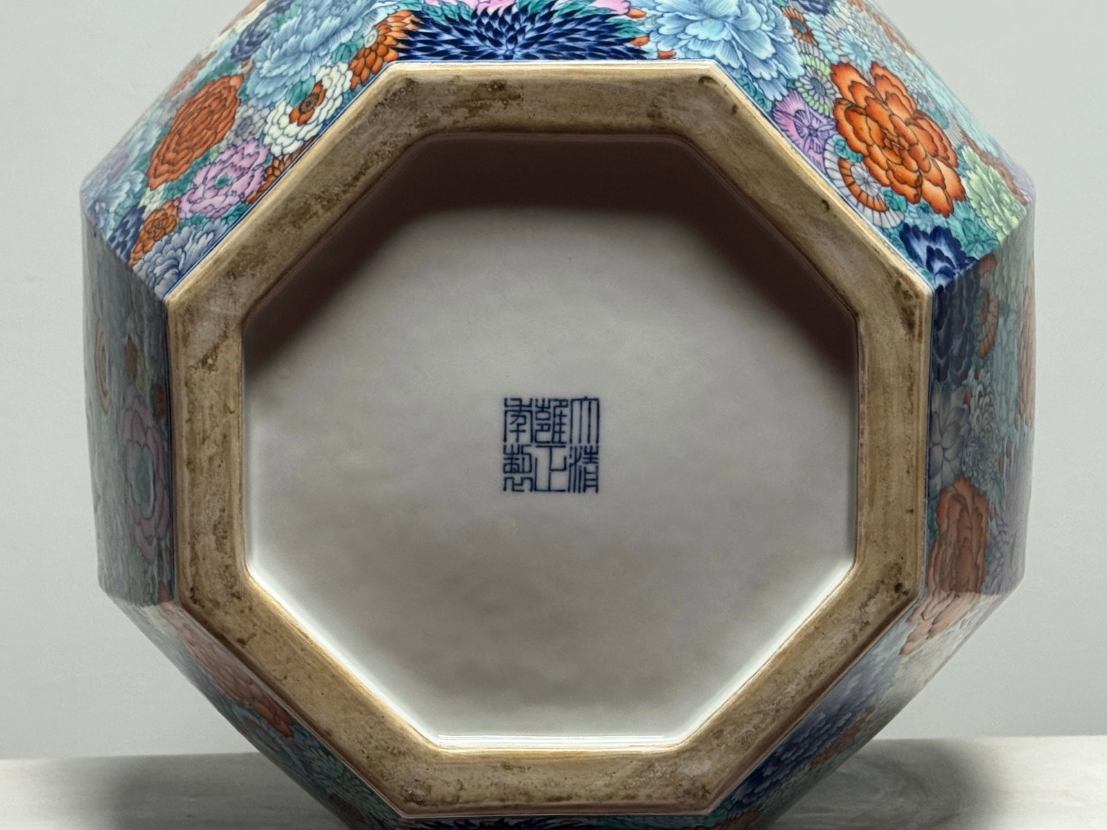 A Rare Doucai Flower Pattern Vat - 9