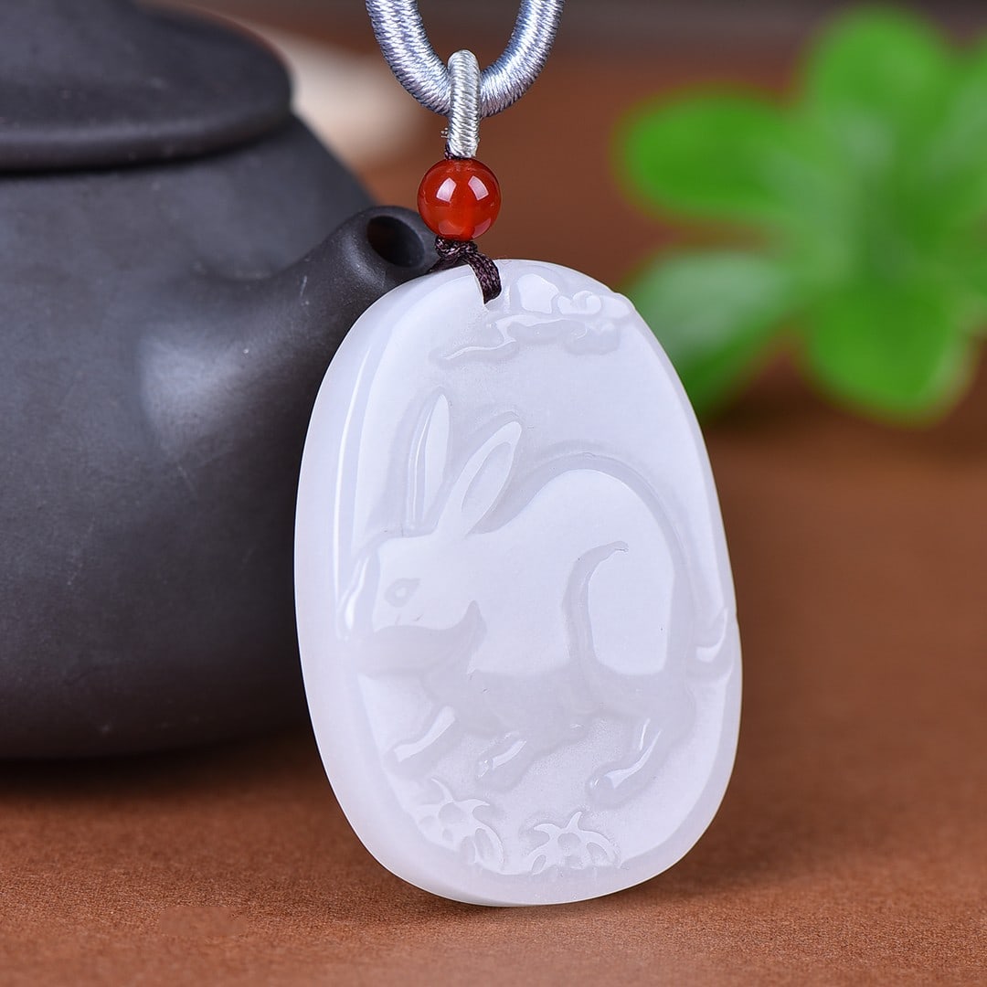 An Exquisite Jadeite Rabbit Pattern Pendant - 3