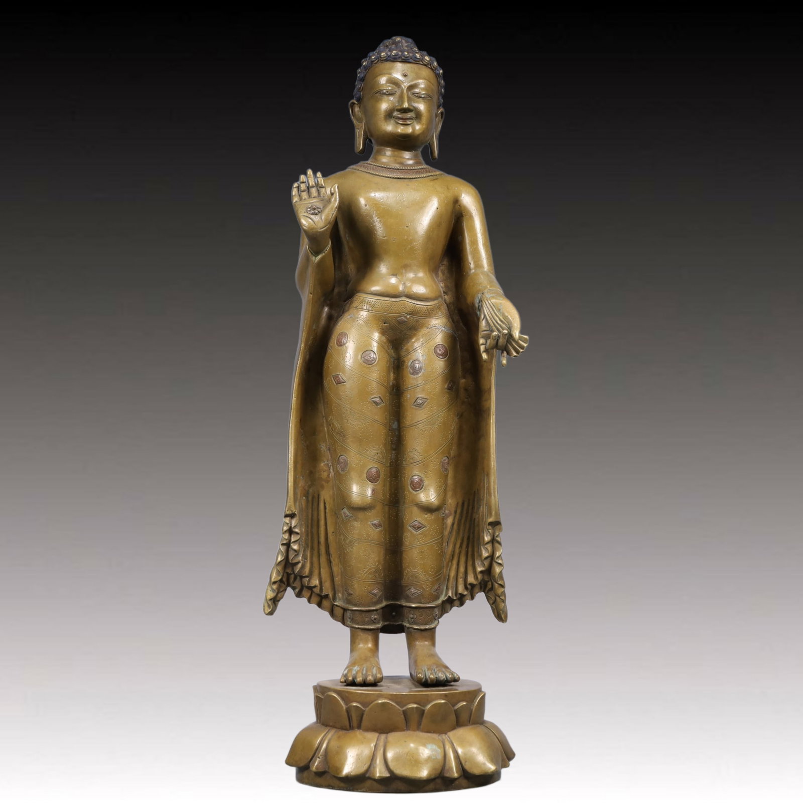 A Solemn Gilt Bronze Statue of Sakyamuni (1 of 9)