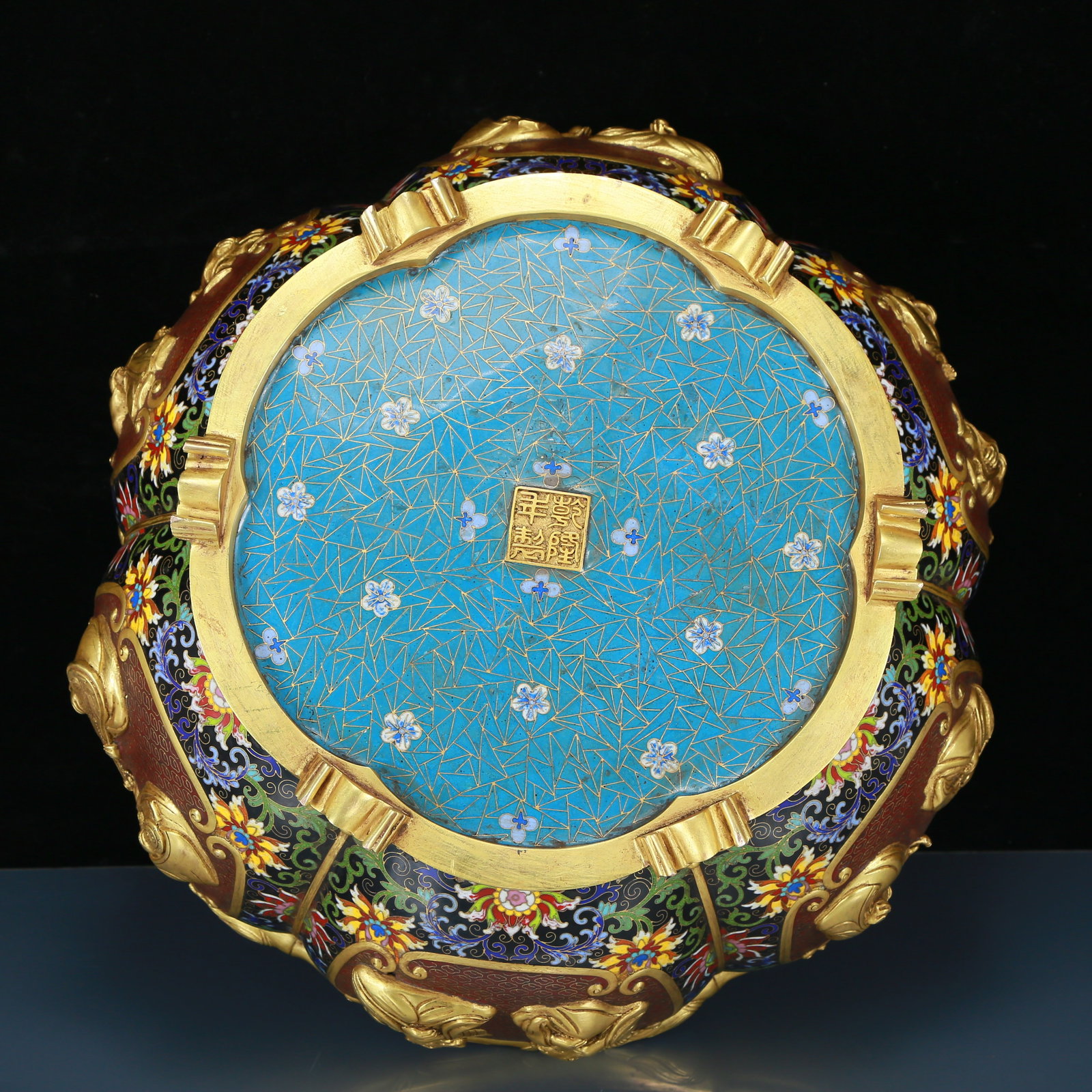 A Huge Cloisonne Lotus Pattern Animals Vat - 7