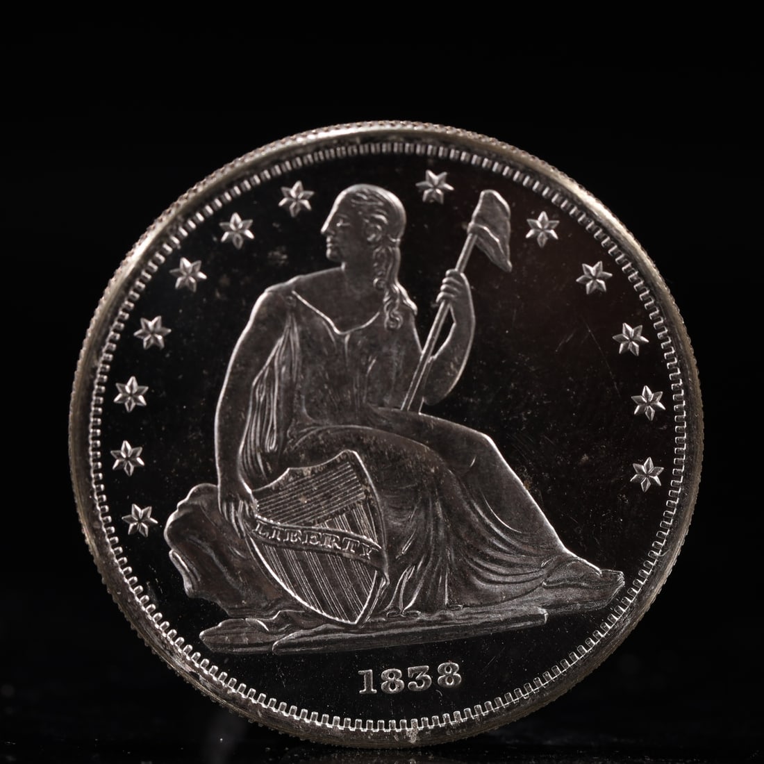 USA One Dollar 1858 Coin: American coin. IN GOD WE TRUST / LIBERTY / 1858 / UNITED STATES OF AMERICA / ONE DOL. Weight:26.9g.