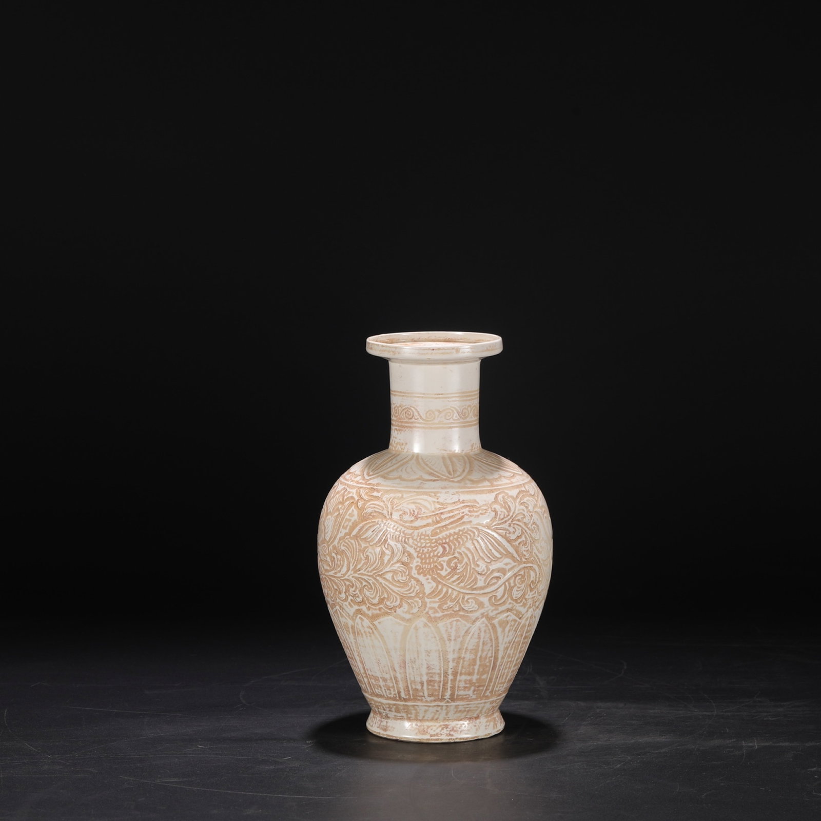 An Exquisite Ding yao White Glazed Lotus and Phoenix Pattern Vase: An Exquisite Ding yao White Glazed Lotus and Phoenix Pattern Vase,Song Dynasty,China,Size:10.8inx6.3in