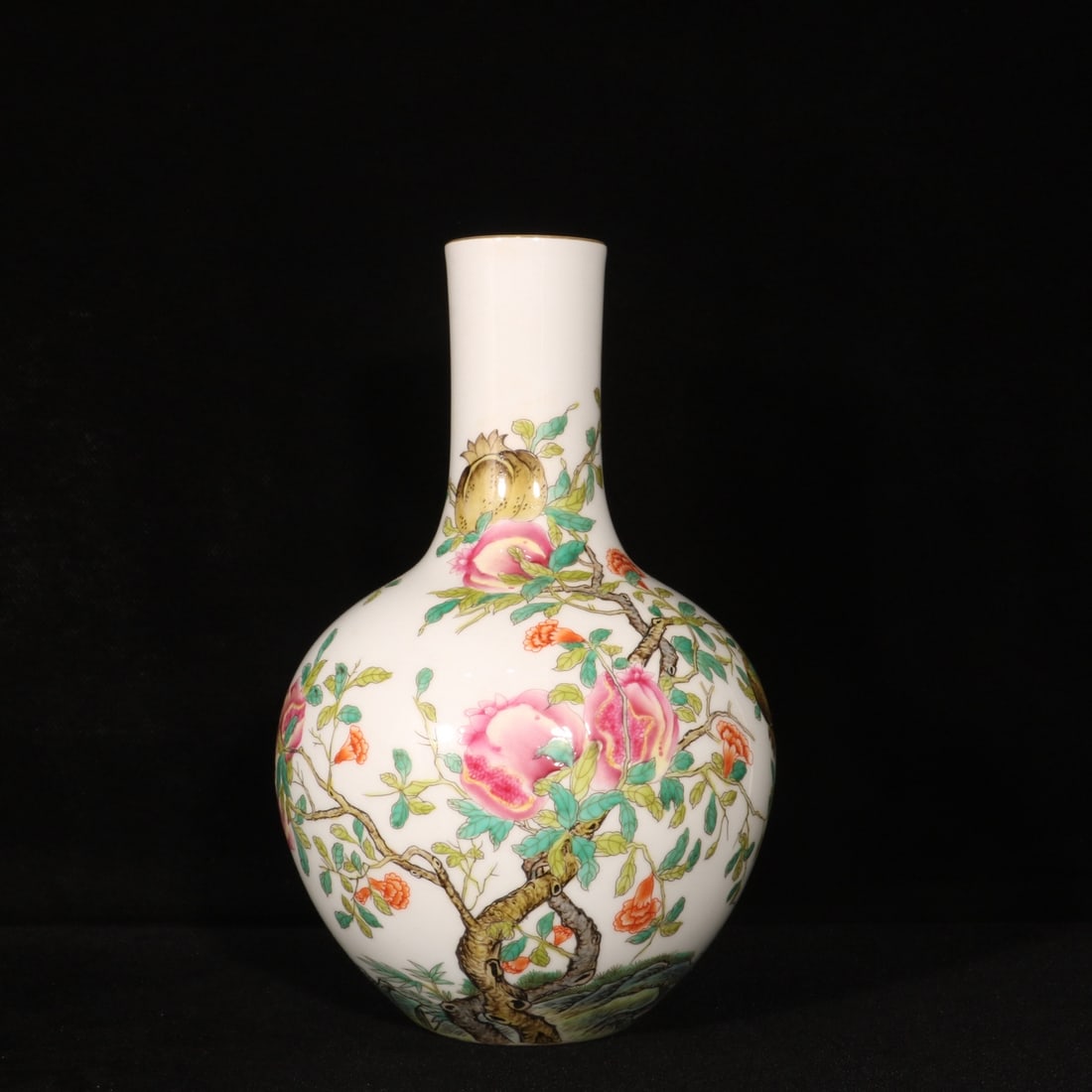 An Exquisite Enamel Flower and Fruit Pattern Vase: An Exquisite Enamel Flower and Fruit Pattern Vase,Qing Dynasty,China,Yongzheng Four-character Mark,Size:9.4inx5.9in 珐琅彩花果纹瓶,中国清