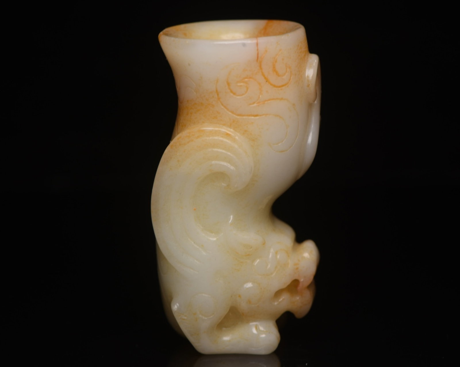 An Exquisite White Jade Auspicious Beast Pattern Cup - 2