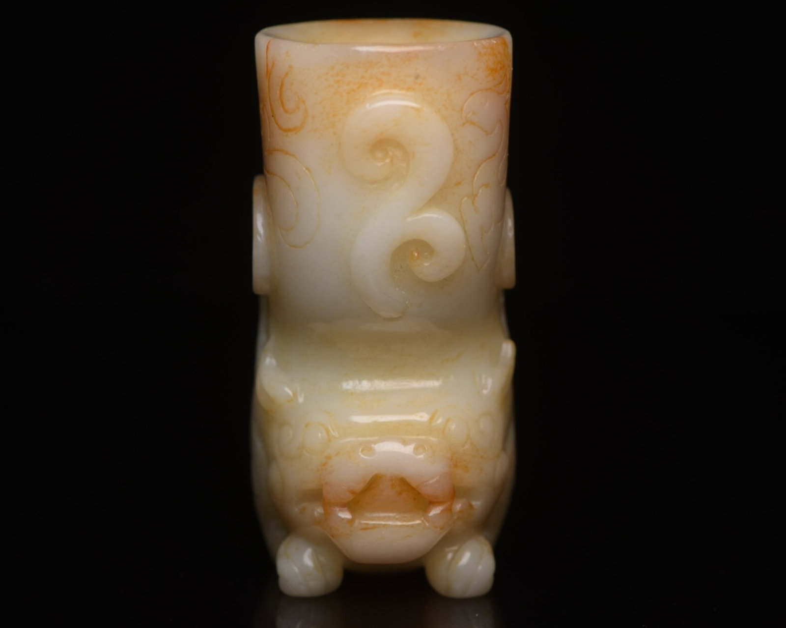 An Exquisite White Jade Auspicious Beast Pattern Cup - 3