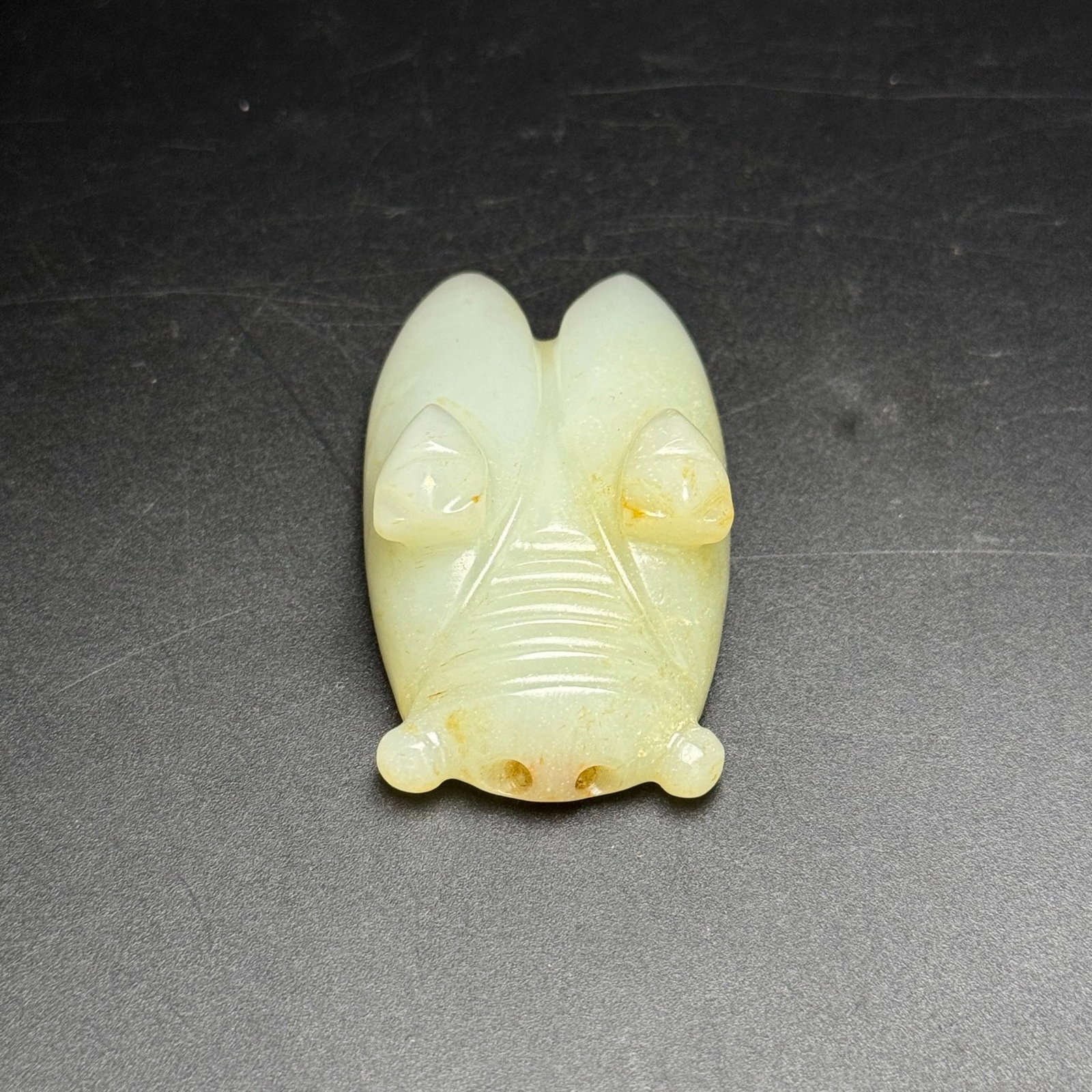 An Exquisite White Jade Cicada Pendant: An Exquisite White Jade Cicada Pendant,Qing Dynasty,China,Size:69mmx35mmx20mm,Weight:60g 白玉蝉挂件,中国清代