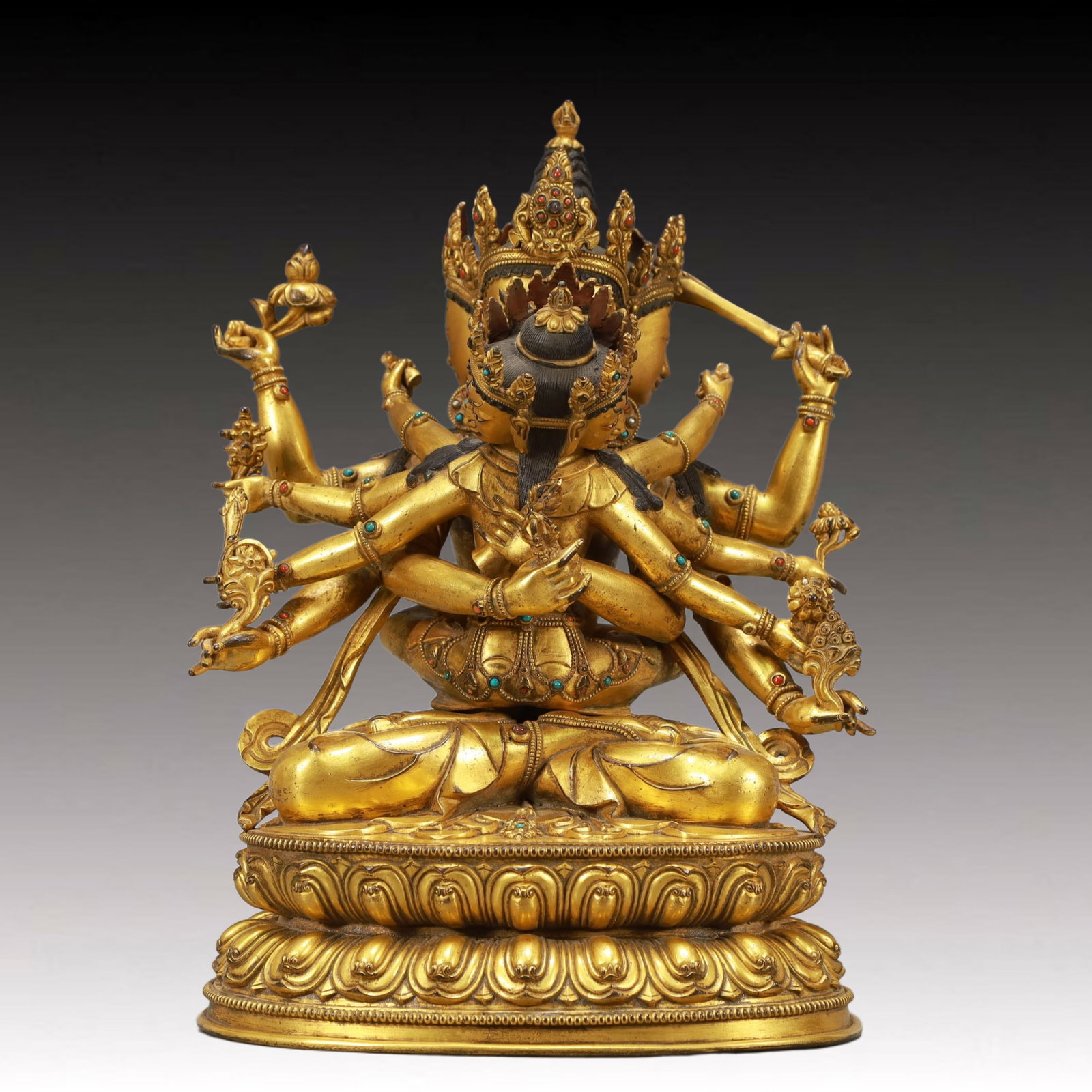 A Solemn Gilt Bronze Statue of Manjuvajra (1 of 10)