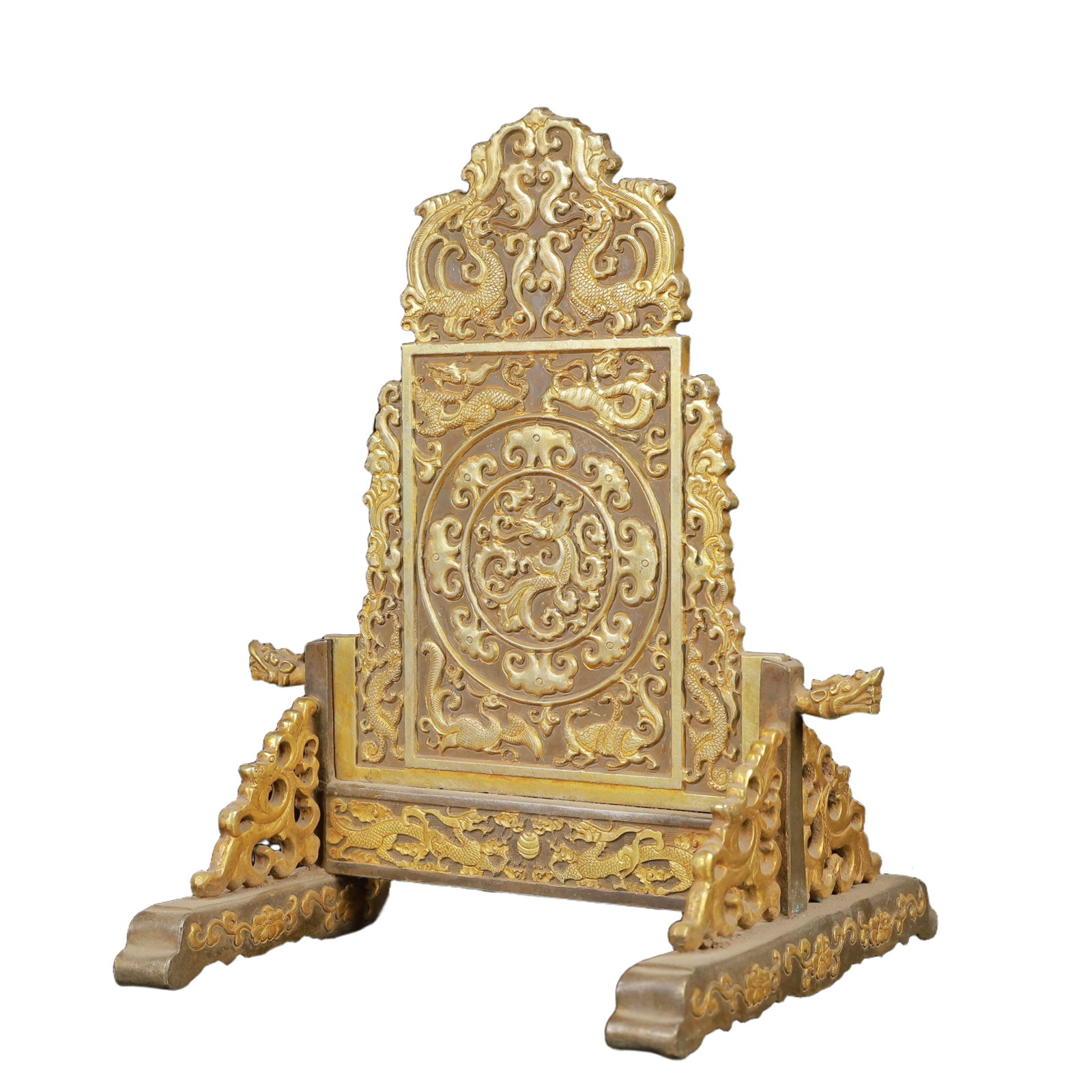An Exquisite Gilt Silver Auspicious Beast Pattern Screen - 4