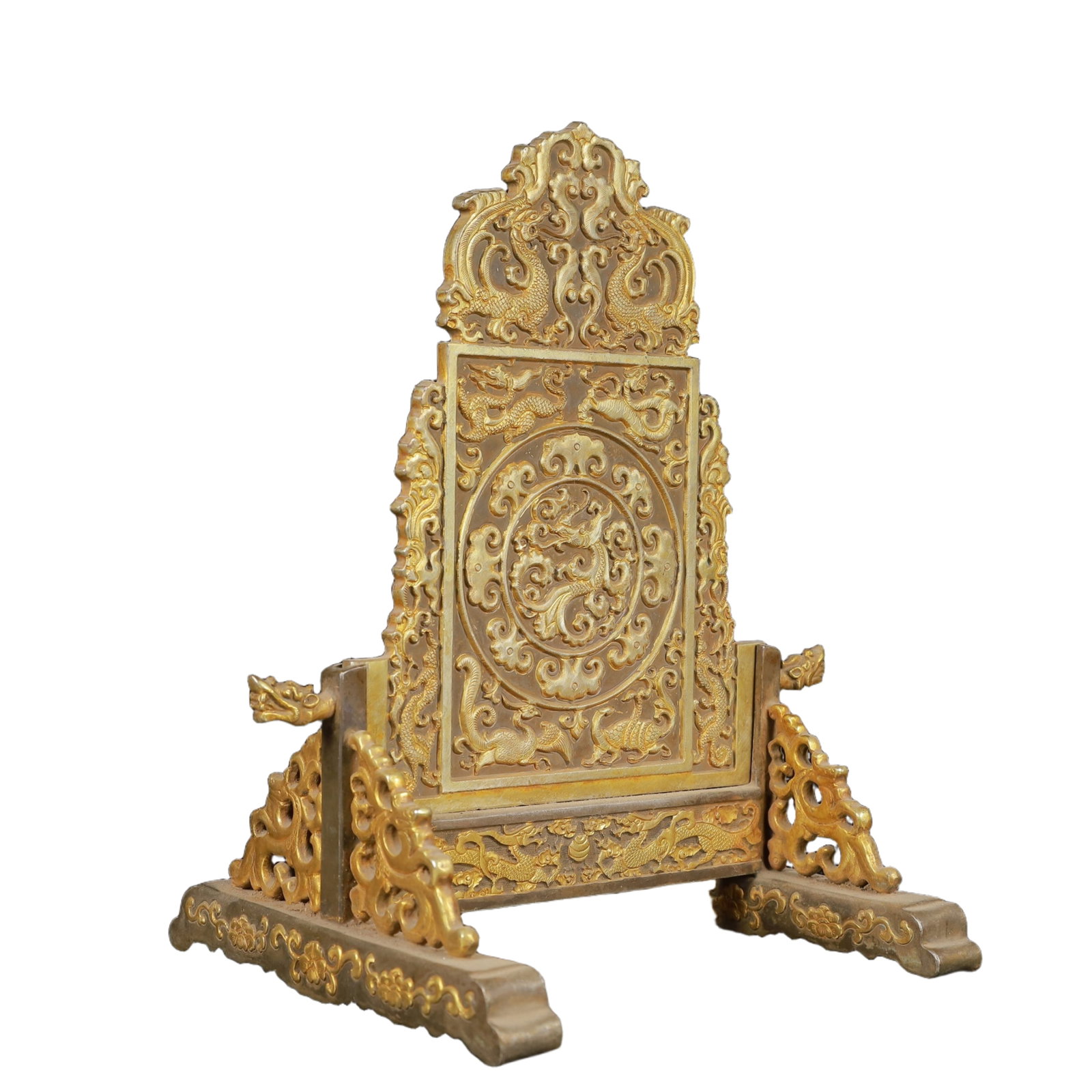 An Exquisite Gilt Silver Auspicious Beast Pattern Screen - 6