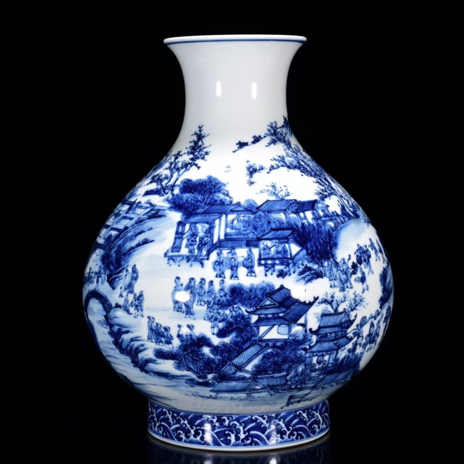An Exquisite Blue and White Character and Story Pattern Vase: An Exquisite Blue and White Character and Story Pattern Vase,Qing Dynasty,China,Yongzheng Six-character Mark,Size:15.4inx11.8in