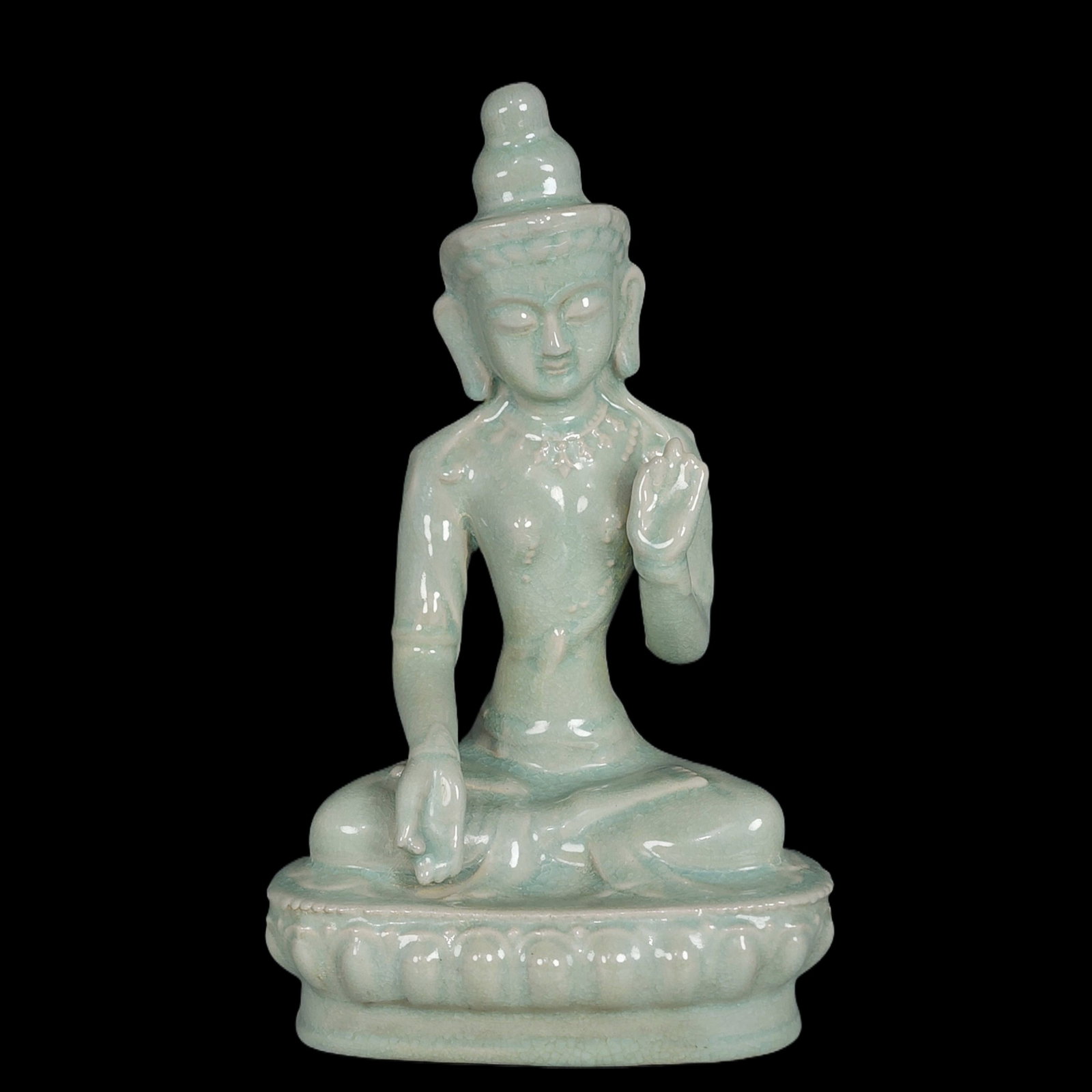 A Rare Ru yao Statue of Bodhisattva: A Rare Ru yao Statue of Bodhisattva,Song Dynasty,China,Size:13.3inx7.9in 汝窑菩萨像,中国宋代