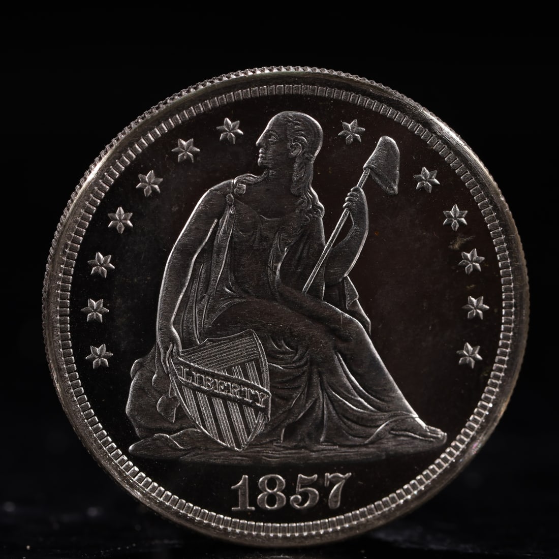 USA One Dollar 1857 Coin: American coin. IN GOD WE TRUST / LIBERTY / 1857 / UNITED STATES OF AMERICA / ONE DOL. Weight:26.9g.