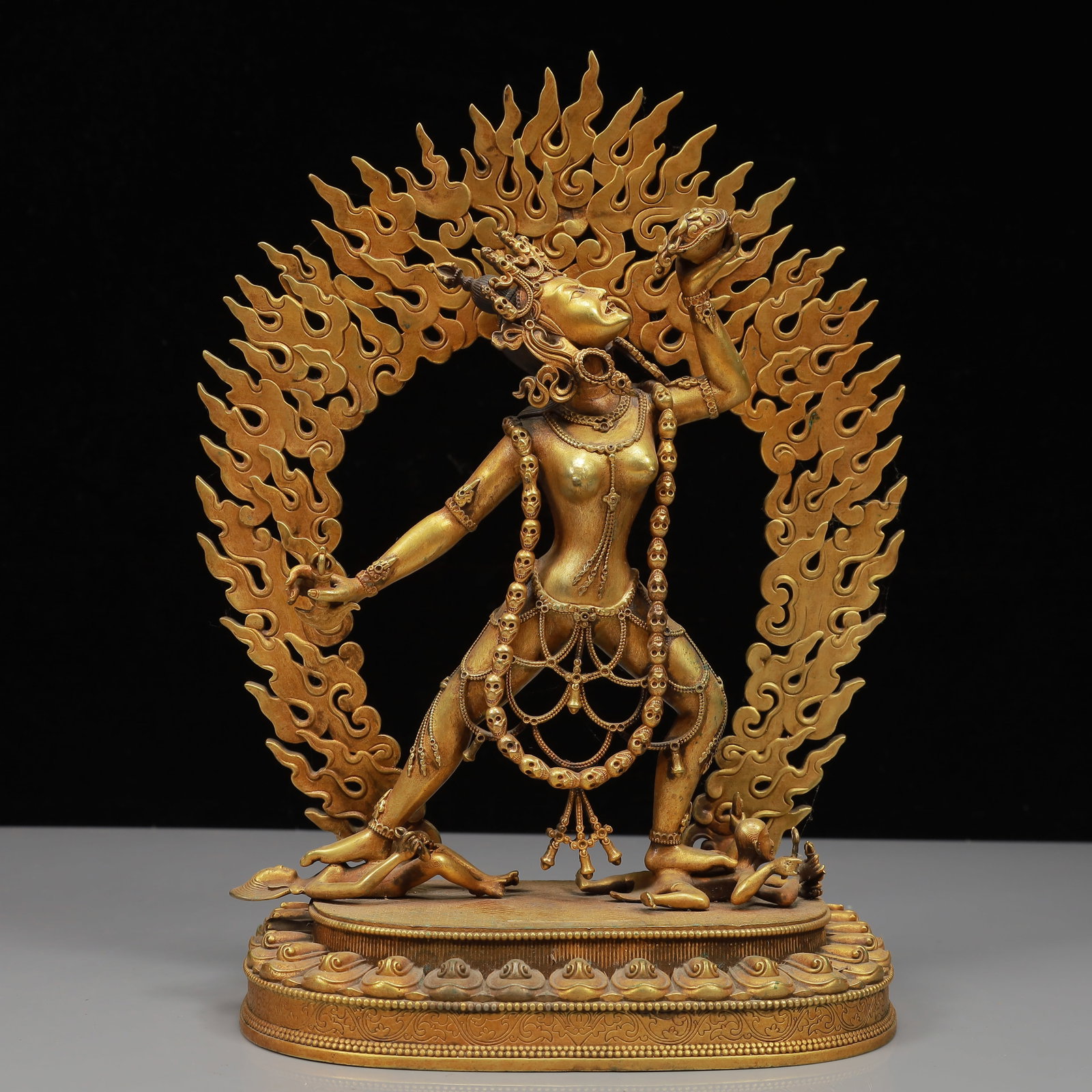 A Solemn Gilt Bronze Statue of Vajra: A Solemn Gilt Bronze Statue of Vajra,Ming Dynasty, China,Yongle Six-character Mark,Size:7.1inx3.5inx11in,Weight:2450g