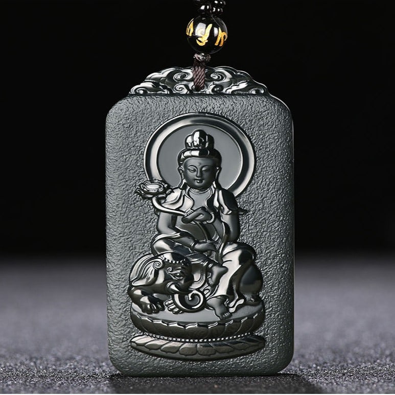 An Exquisite Cyan jade Statue of Samantabhadra Pendant: An Exquisite Cyan jade Statue of Samantabhadra Pendant,Size:62mmx38mmx8mm 青玉普贤菩萨像挂件