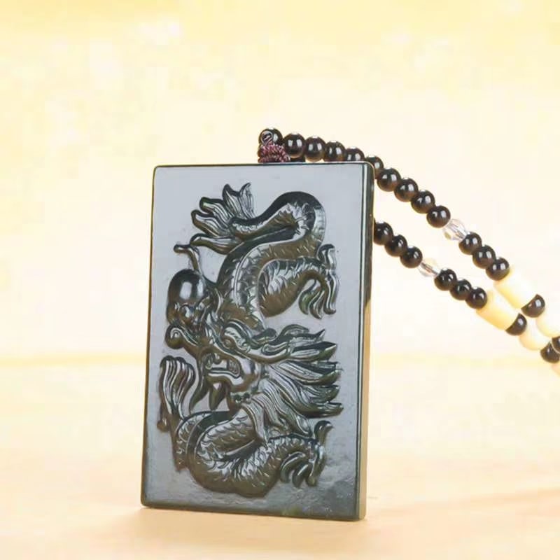 An Exquisite Cyan jade Dragon Pattern Pendant: An Exquisite Cyan jade Dragon Pattern Pendant 青玉龙纹挂件