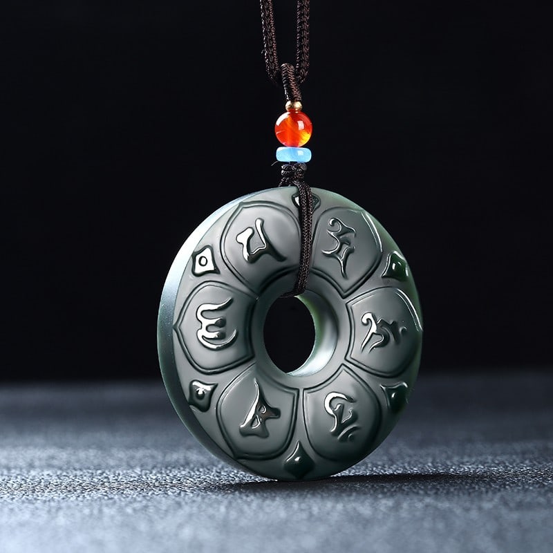 An Exquisite Cyan jade Lotus Pattern Pendant: An Exquisite Cyan jade Lotus Pattern Pendant,Size:50mm 青玉莲花纹挂件