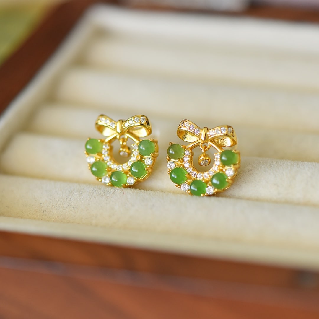 A Pair of Exquisite Sterling Silver-Gold Plated Inlaid Jasper Earrings,Inlaid Diamond: A Pair of Exquisite Sterling Silver-Gold Plated Inlaid Jasper Earrings,Inlaid Diamond,Size:3mmx3mm 一对纯银镀金镶碧玉耳环,嵌&