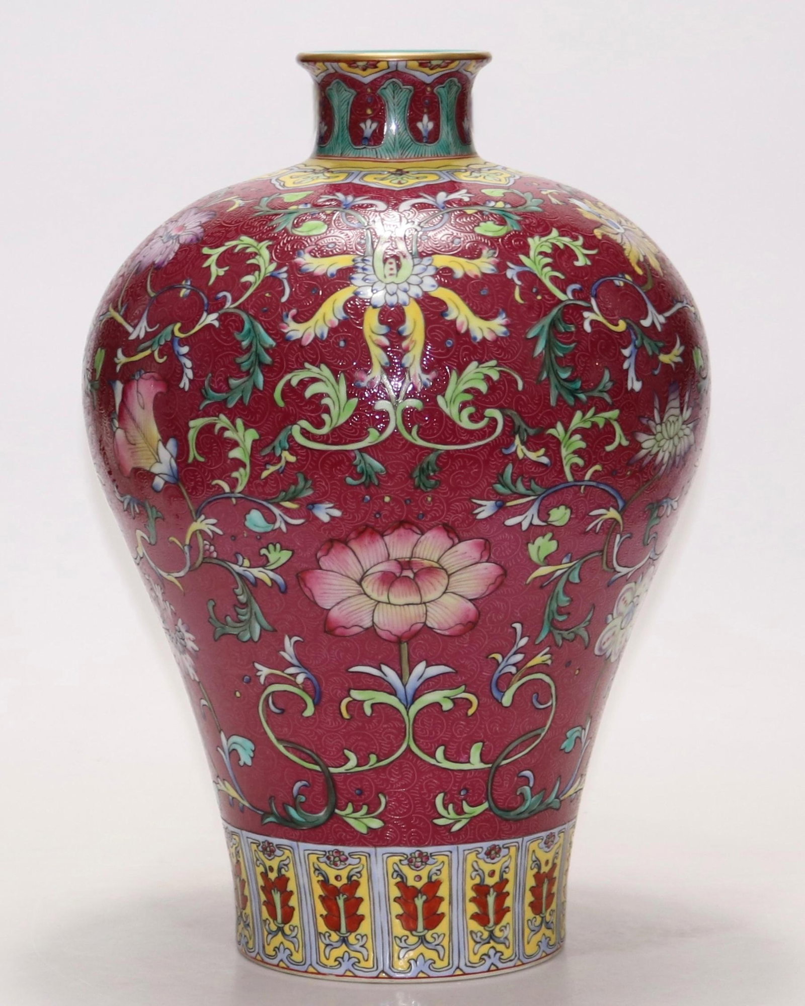 An Exquisite Ruby Red-Glazed Lotus Pattern Vase (1 of 9)