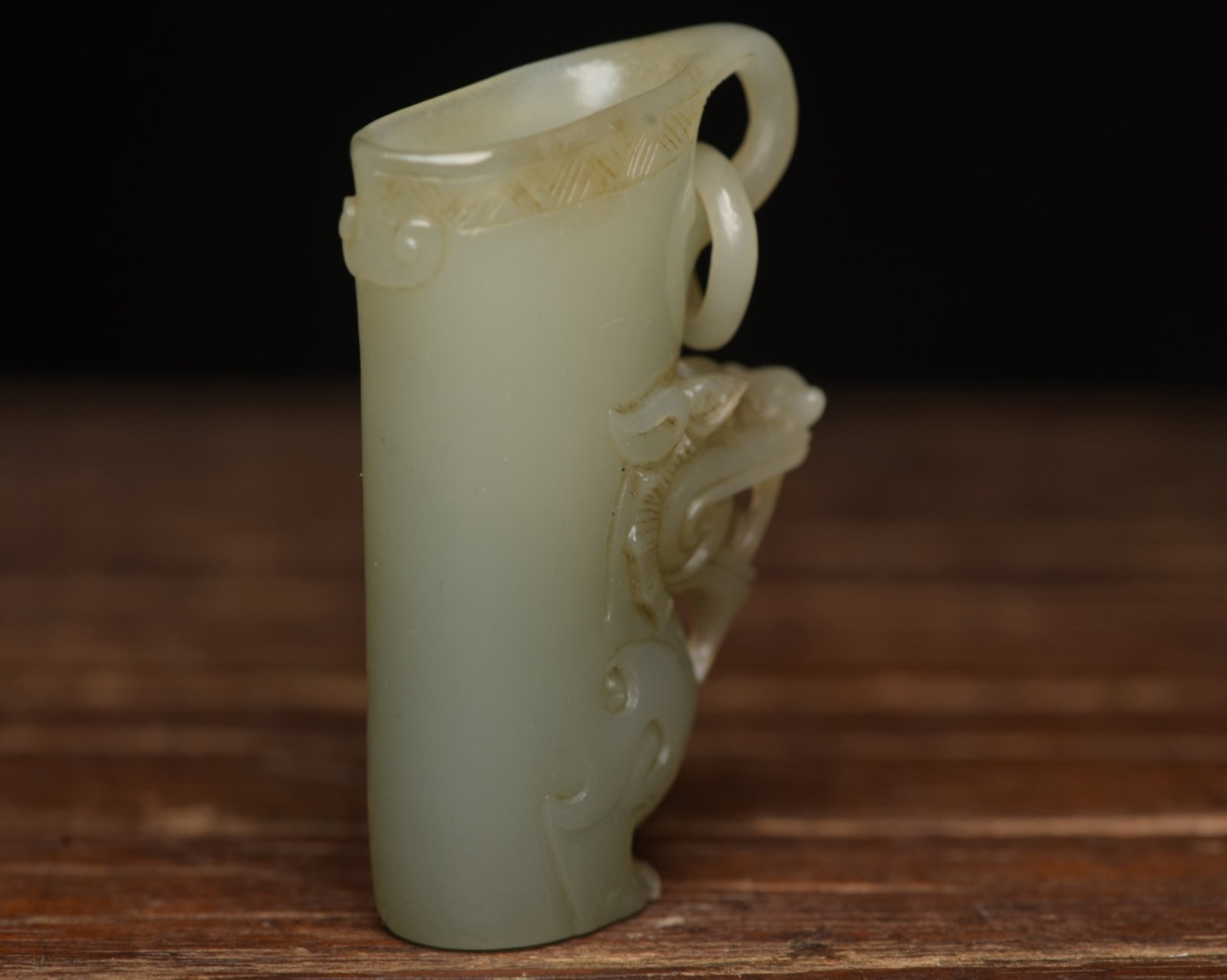 An Exquisite White Jade Dragon Pattern Cup - 4