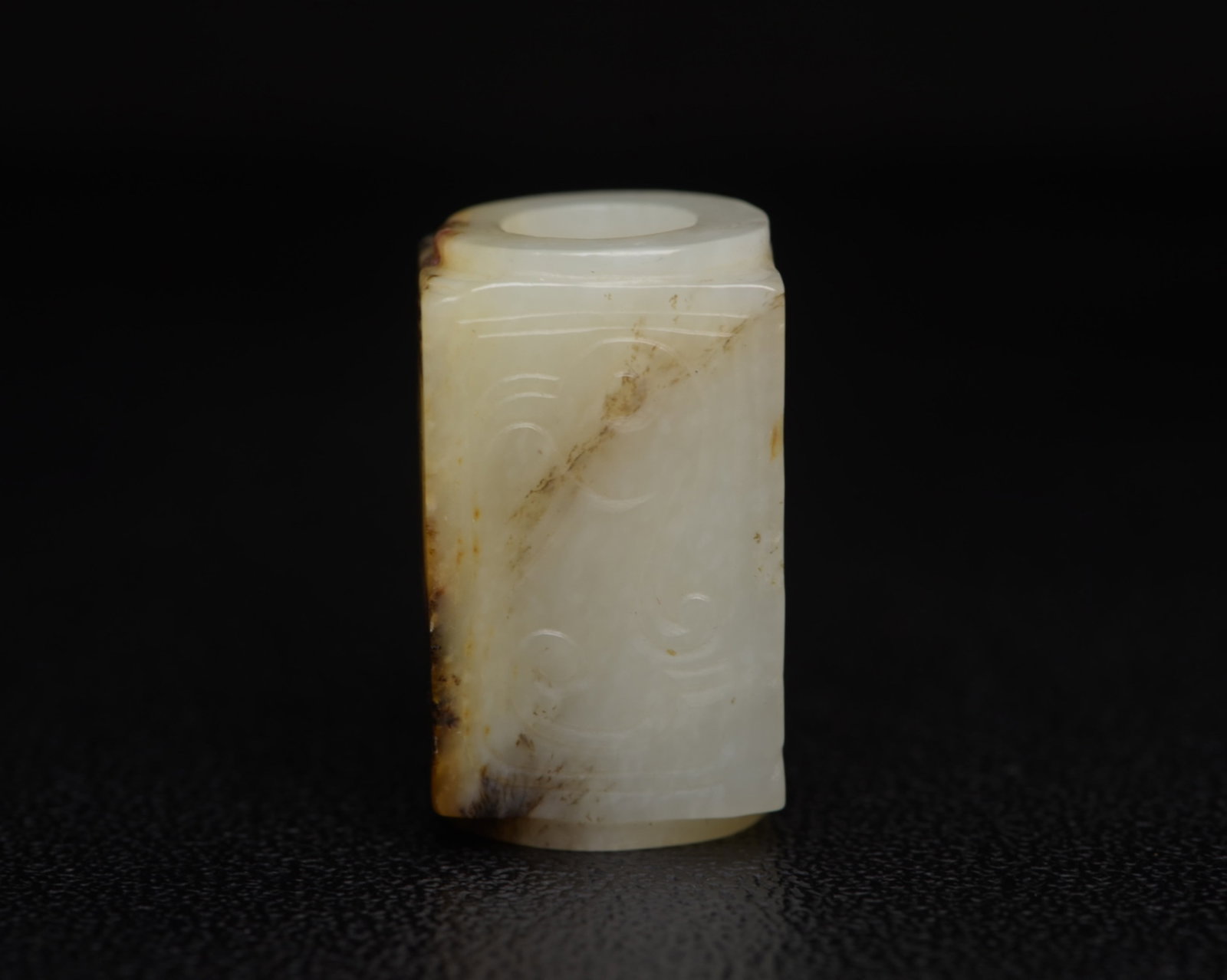 An Exquisite White Jade Auspicious Cloud Pattern Jade Cong - 4