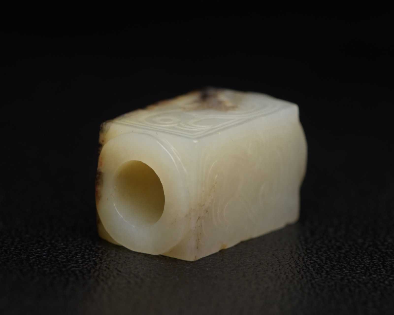 An Exquisite White Jade Auspicious Cloud Pattern Jade Cong - 7