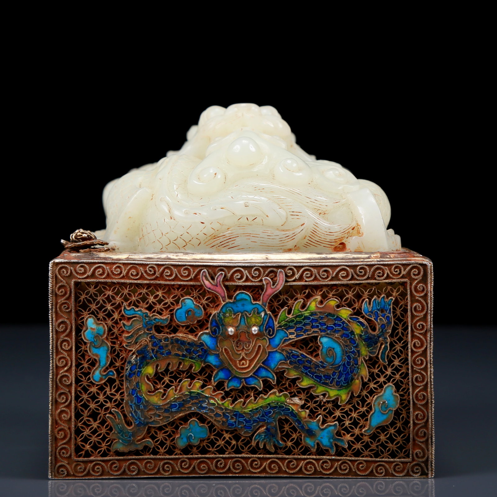 An Exquisite White Jade Dragon pattern seal - 2